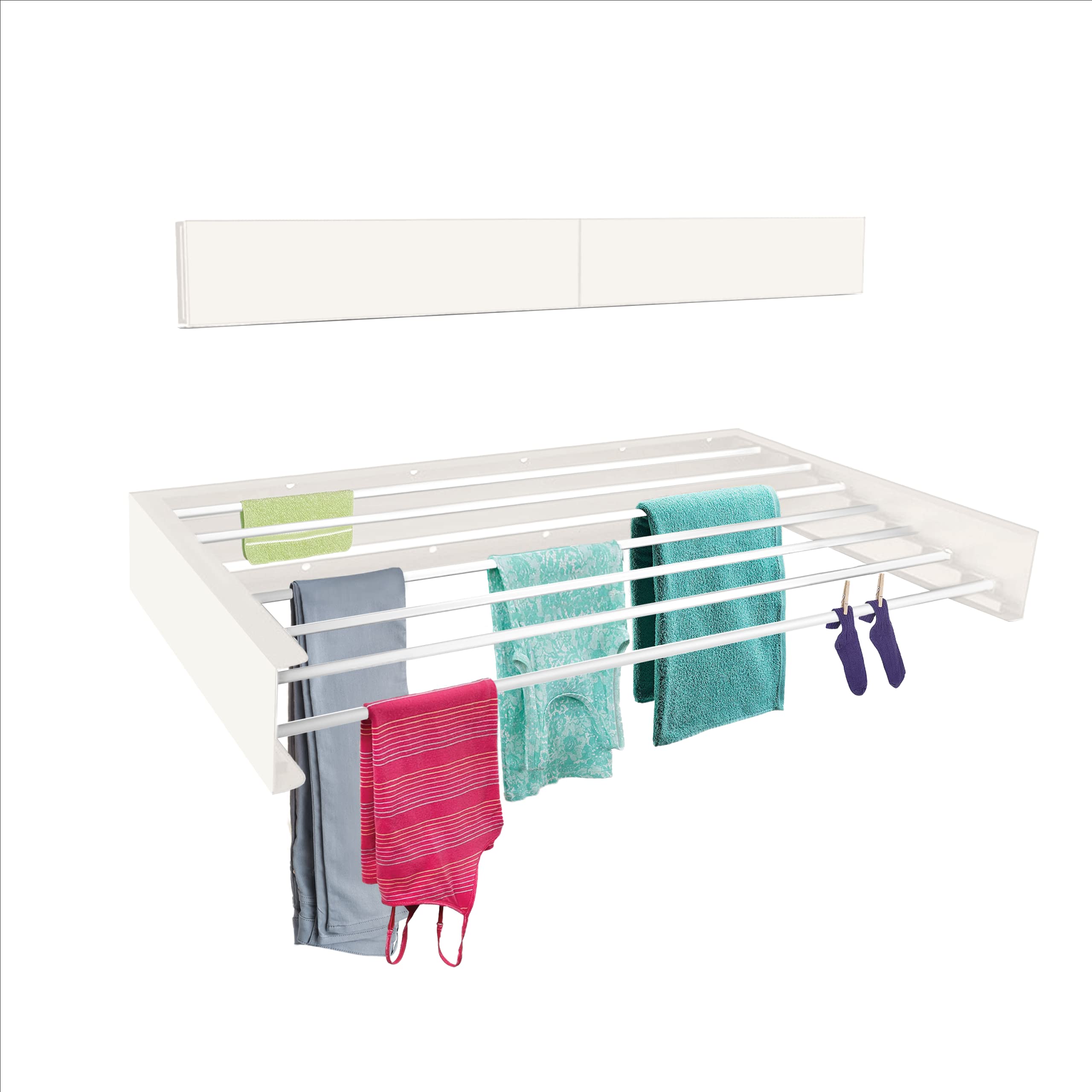 TCO ADVENTURES Invisible 47 Wall Mounted Drying Rack Elegant Matte Wall-Mounted Hanger | Folding Stainless Steel Collapsible Spa