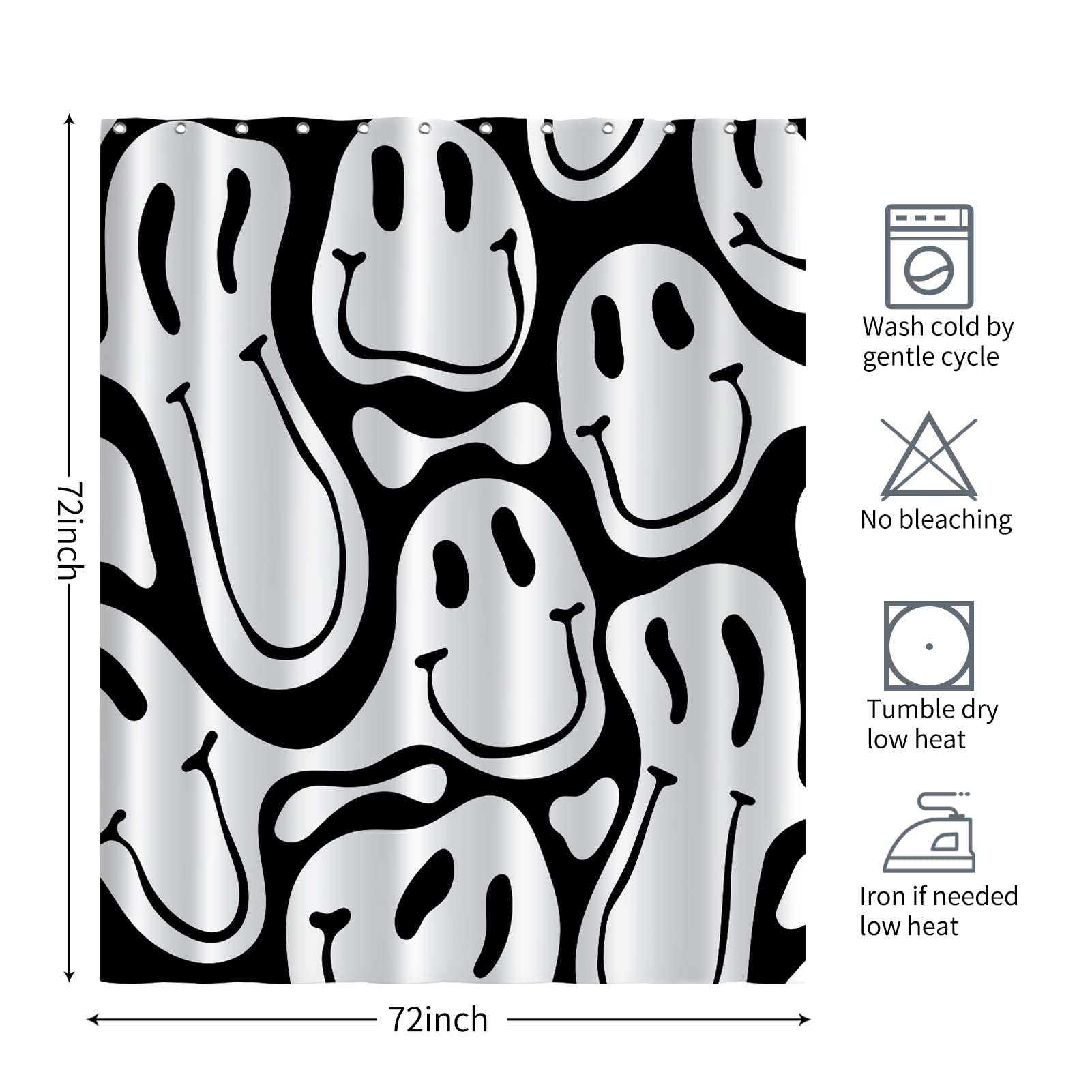 Watbro Retro Shower Curtain Set,60S 70S Vintage Waterproof Polyester Fabric Shower Curtain With Hooks,72 X72 Inches