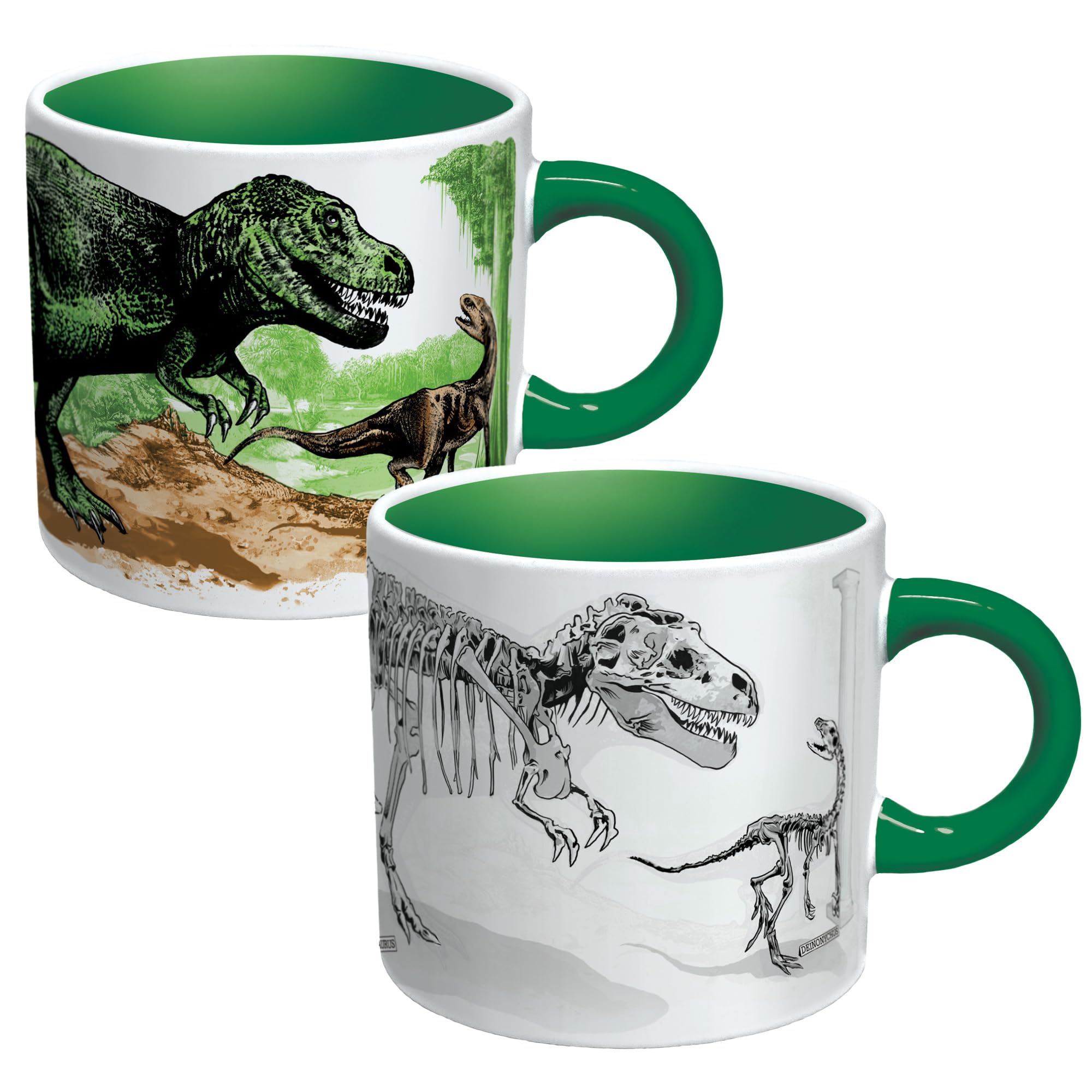 The Unemployed Philosophers Guild Disappearing Dino Mug - Heat Sensitive Color Changing Coffee Mug - Add Hot Liquid and Watch Di