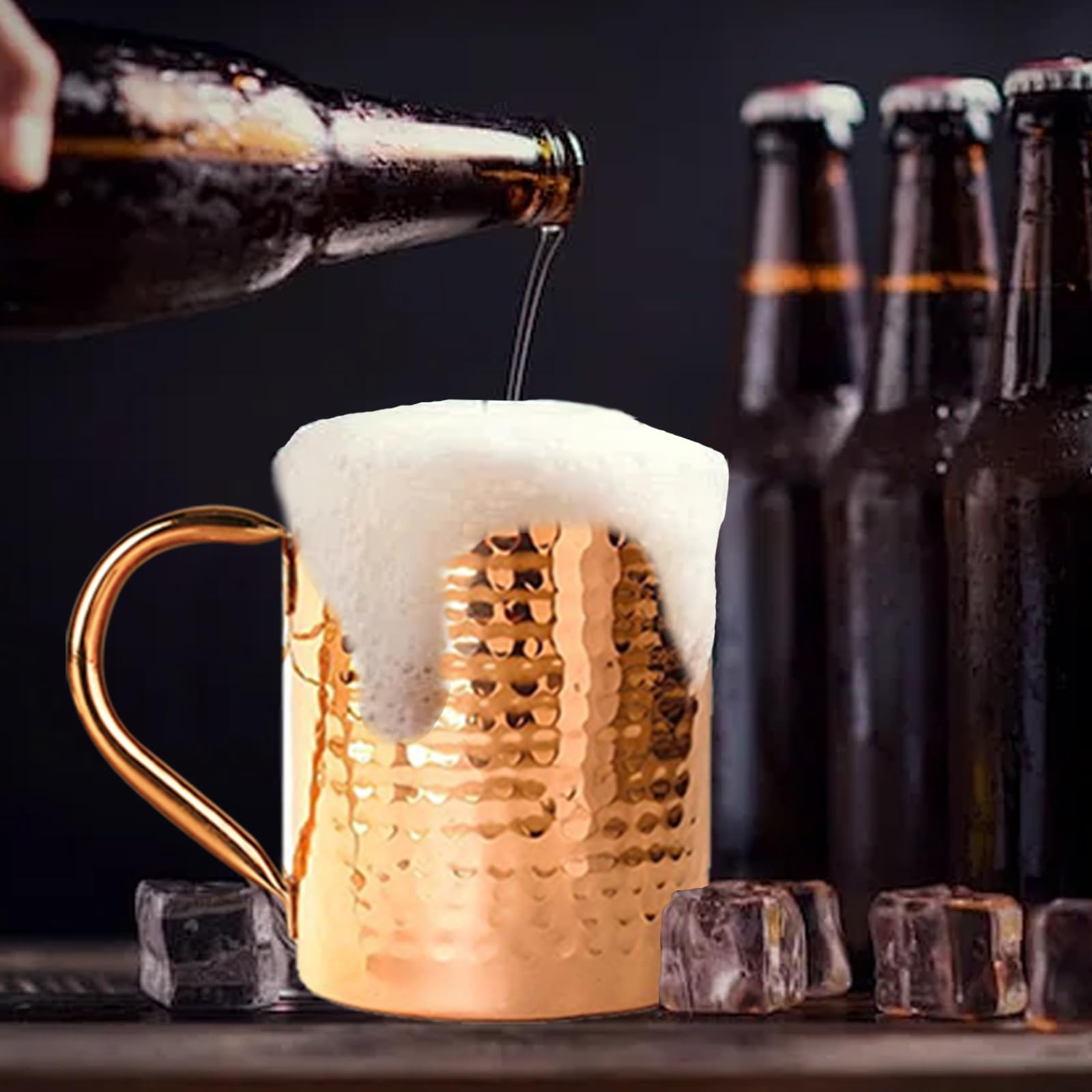 100% Copper Mug For Moscow Mule - 12Oz Hammered Pure Copper Thick Straight Wall