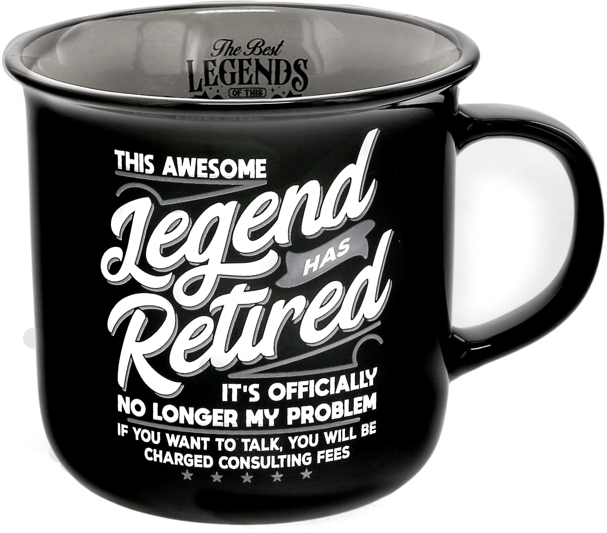 Pavilion Gift Company - Awesome Legend Has Retired - Ceramic 13-ounce Campfire Mug, Double Sided Coffee Cup, Retirement Mug, Bes