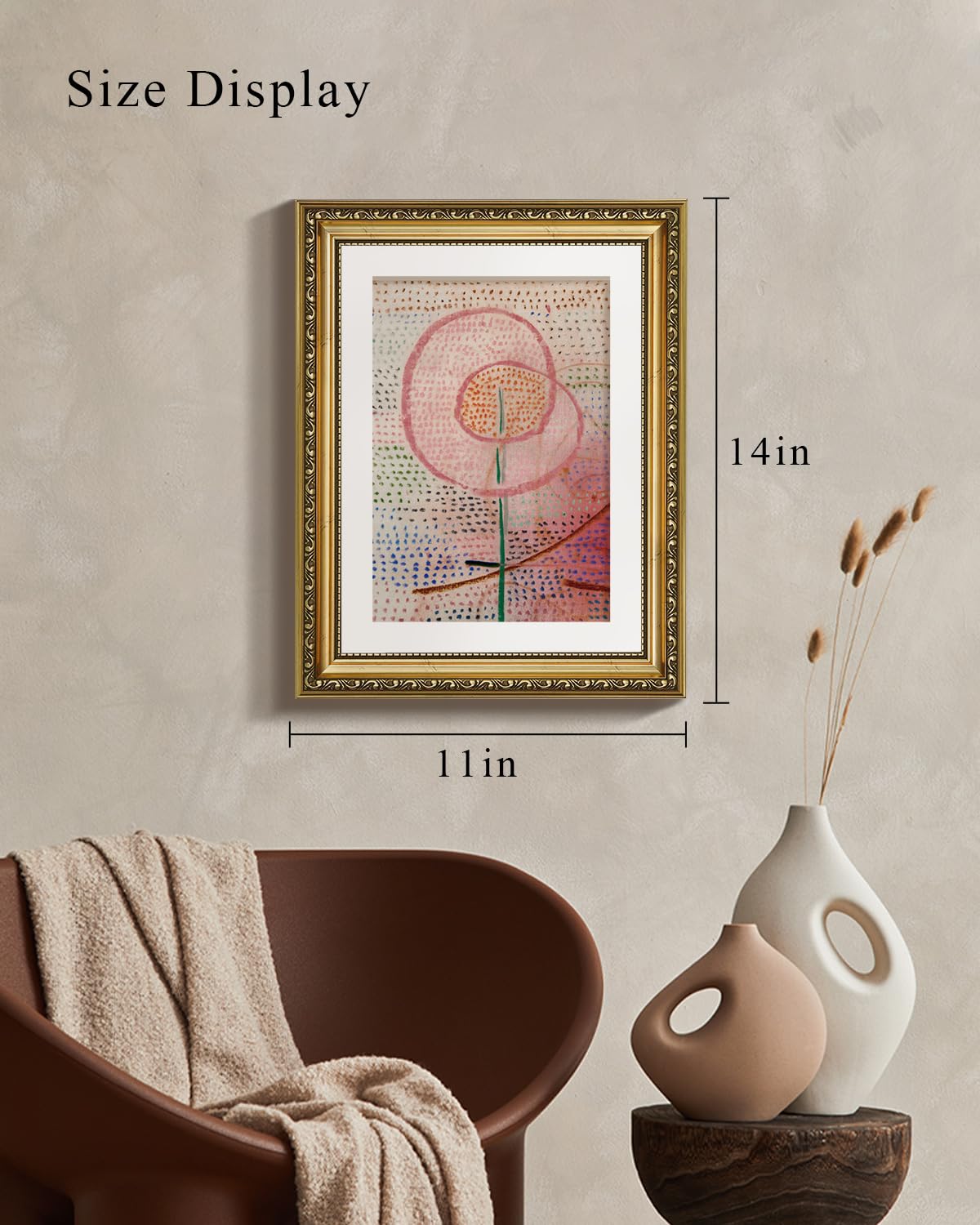 Viyyiea Gold Framed Wall Art Canvas Print Home Decor Botanical Plant Wall Art Prints Bathroom Wall Decor Green Suzuran Plant Flo