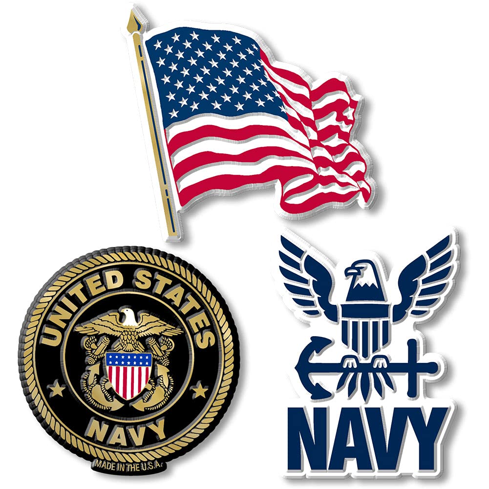 U.S. Navy Magnet Set By Classic Magnets, 3-Piece Set, Collectible Souvenirs Made In The Usa