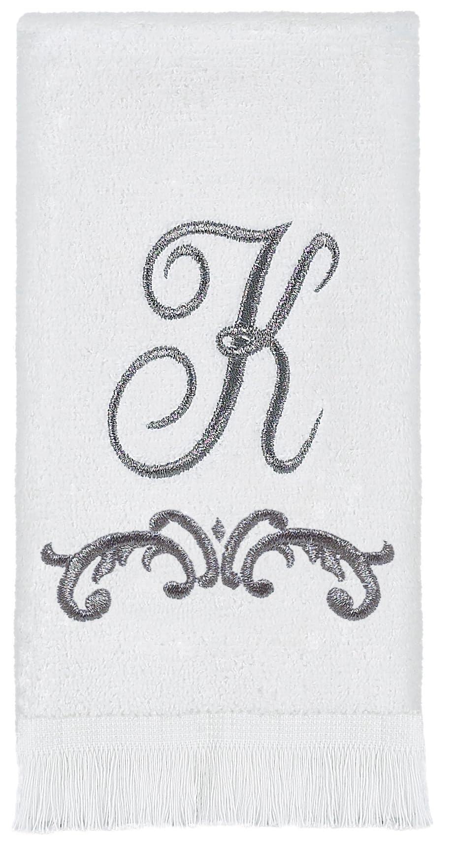 Avanti Linens - Fingertip Towel, Soft & Absorbent Cotton Towel (Monogram Collection, Initial K), White
