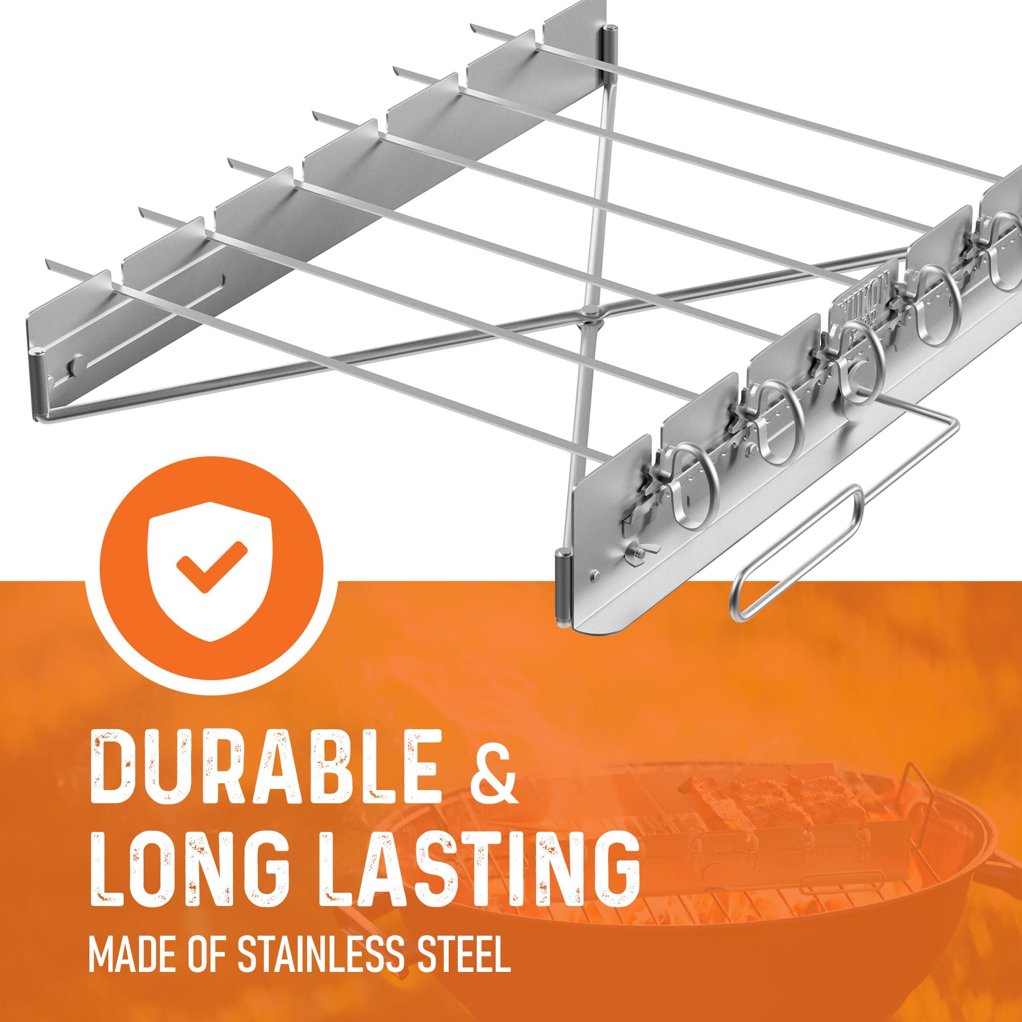 Yukon Glory Bbq Kabob Grill Rack | Rotating Kebab Skewers | Metal Skewers For Grilling | Collapsible Stainless Steel Kabob Skewe