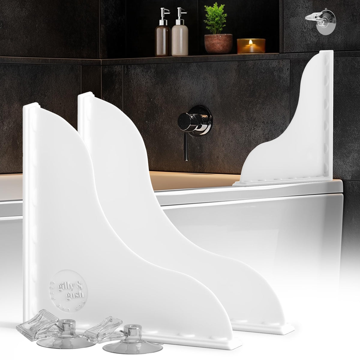 Removable Shower Splash Guard For Bathtub - Water Guards With Curtain Clips - Shower Guards Keep Water In Tub - Soft Safe Silico