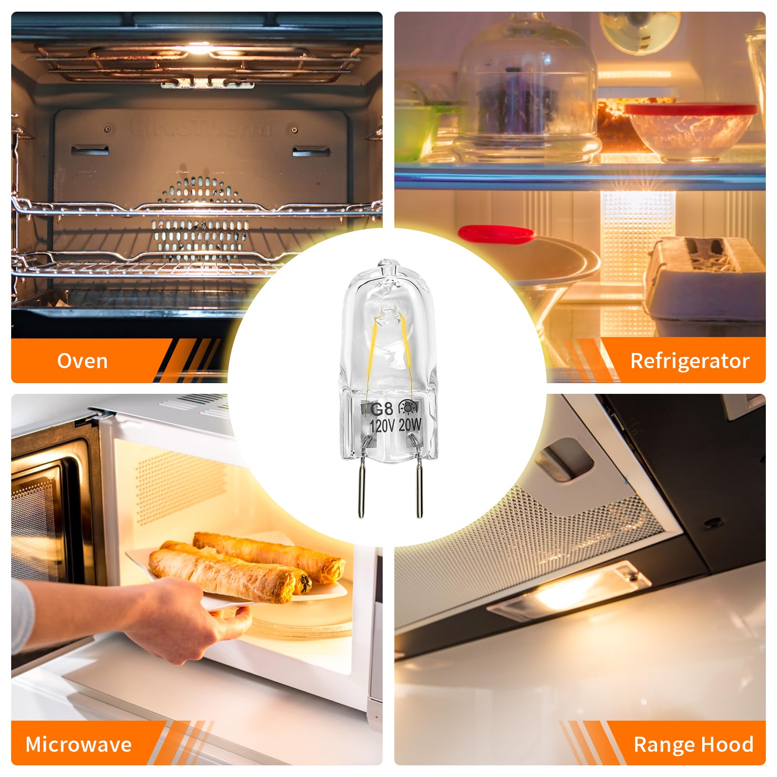 Belleone Microwave Light Bulb Fit For Ge Samsung Kenmore Maytag Elite Over The Stove Range Oven, Halogen Light Bulb With G8 Bi-P