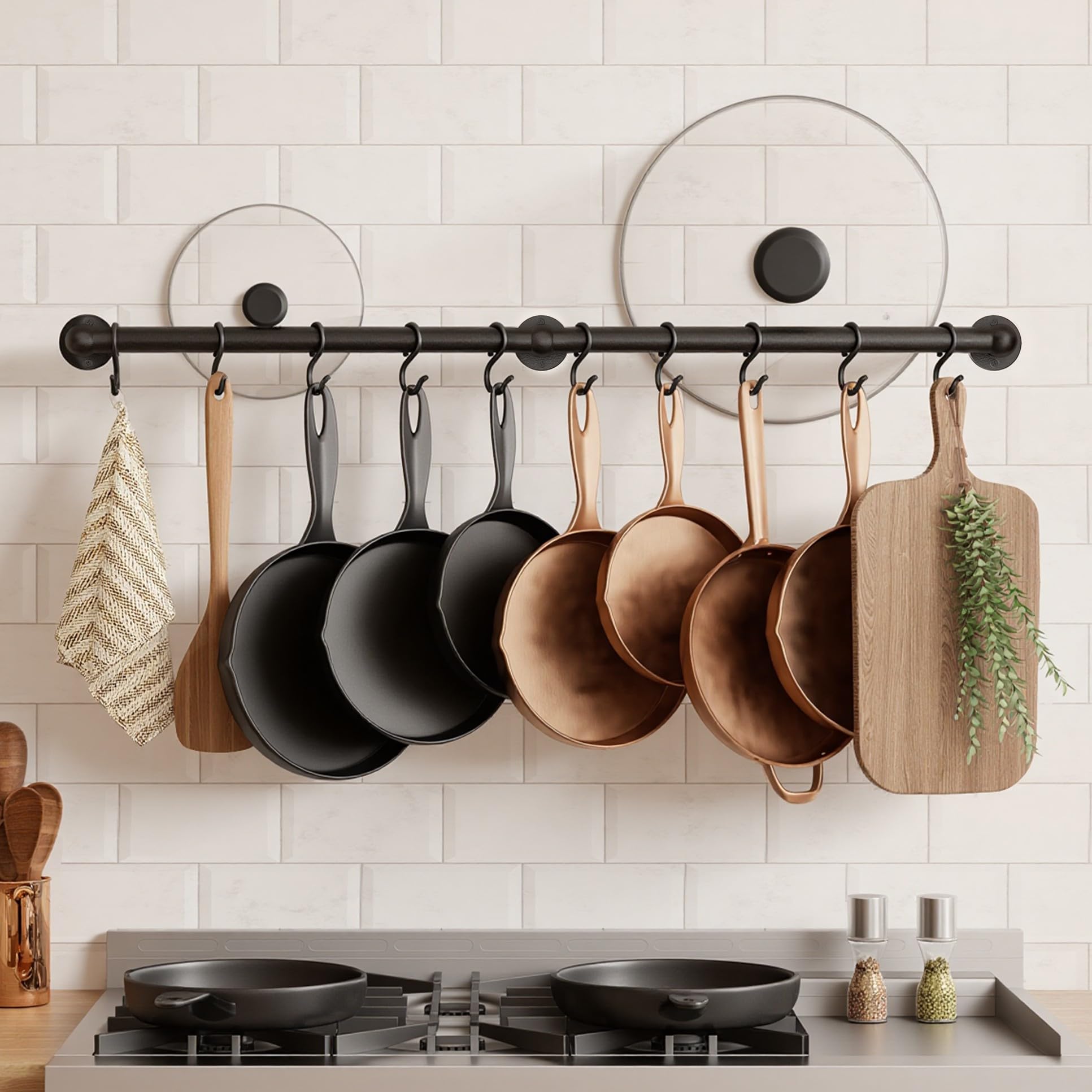 KES 130lb HighCapacity 32 Inch Pot Rack Wall Mounted with 3X Thick Tube
