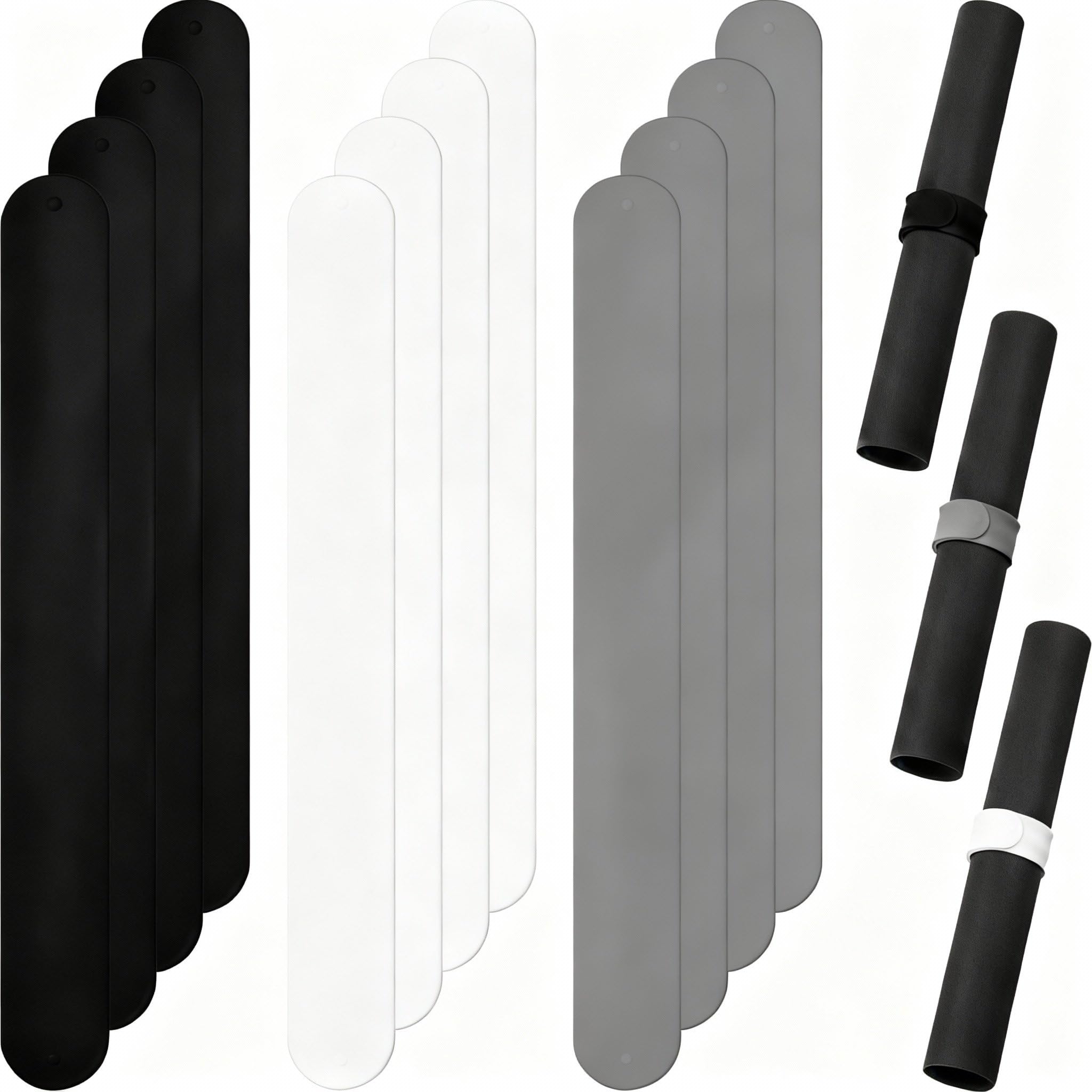 Charniol 12 Pieces Wrapping Paper Roll Holder Holiday Flip Wraps Silicone Covered Metal Strips Flip 1 x 9 Inch Stabilizer Slap B