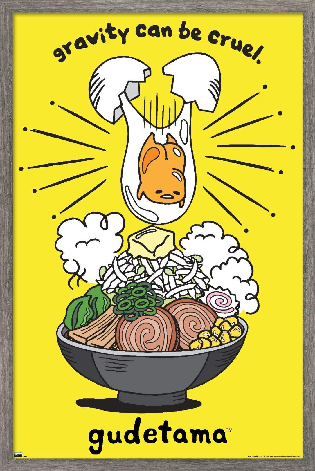 Trends International Gudetama - Gravity Wall Poster, 14.725'' X 22.375'', Barnwood Framed Version