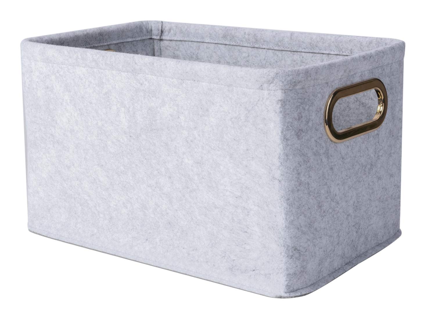 Collapsible Storage Bins Foldable Felt Fabric Storage Basket Organizer Boxes Containers with Handles Metal Handles for Nursery T