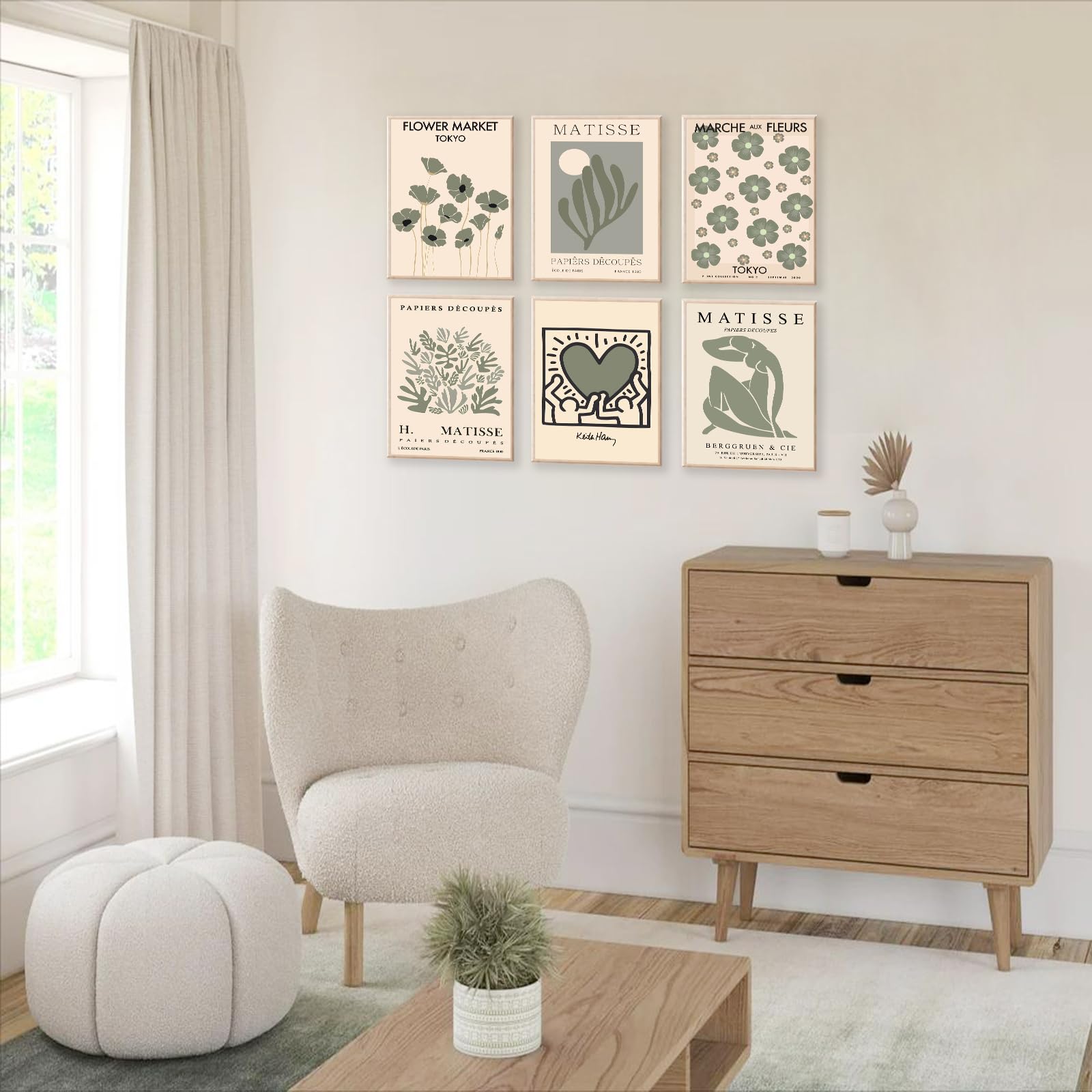 Sage Green Matisse Wall Art Decor  Abstract Matisse Posters Green Wall Decor  Minimalist Flower Market Wall Art Prints  Green Canvas Matisse Paintings Pictures for Aesthetic Room  Bedroom  Living Room  Gallery  Sage Green Room Decor(8x10inch  Unframed)