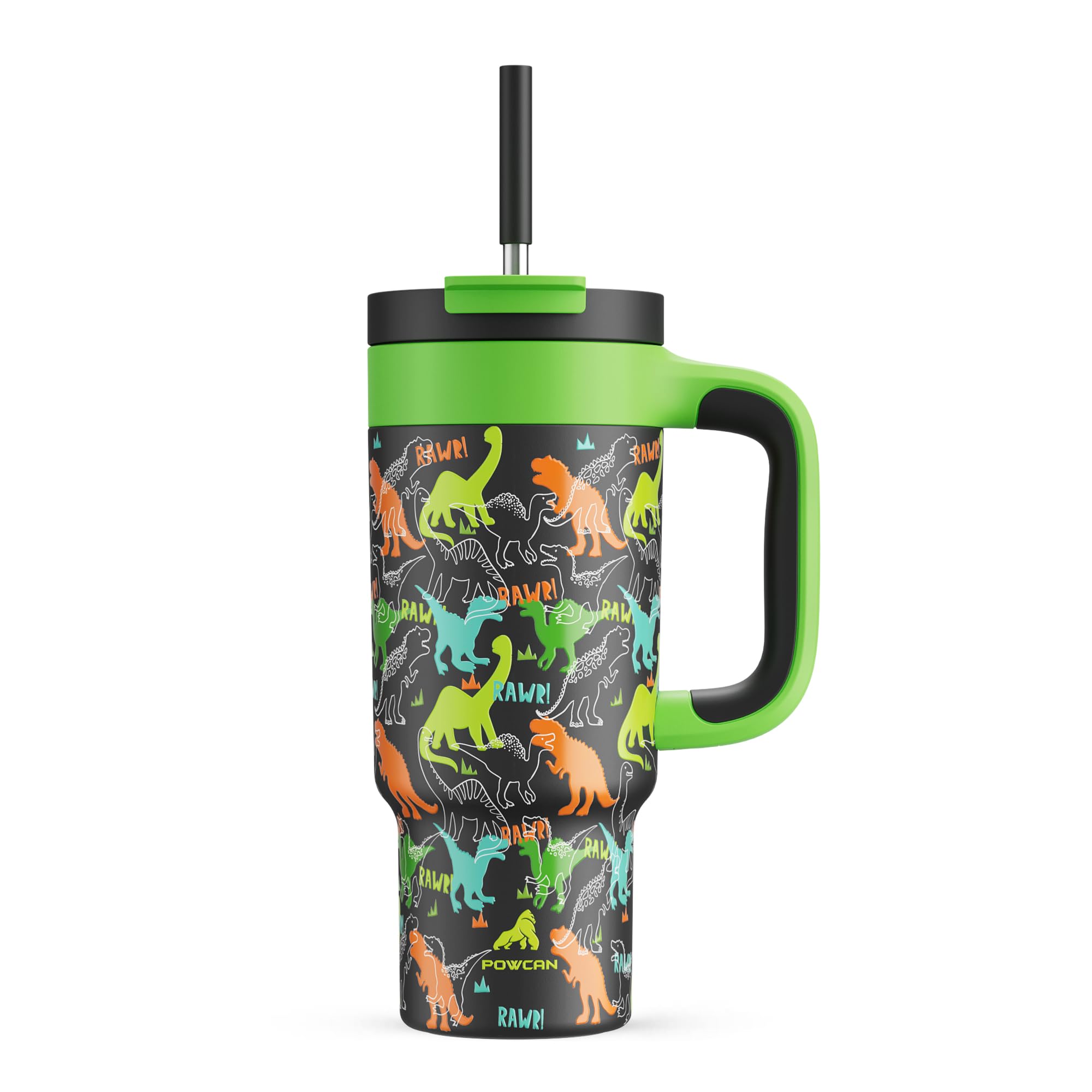 24 oz Kids Tumbler with Straw for Boys: Leakproof, Cold for 26 Hrs, Hot for 10 Hrs, Durable Handle, Insulated Stainless Steel Cu