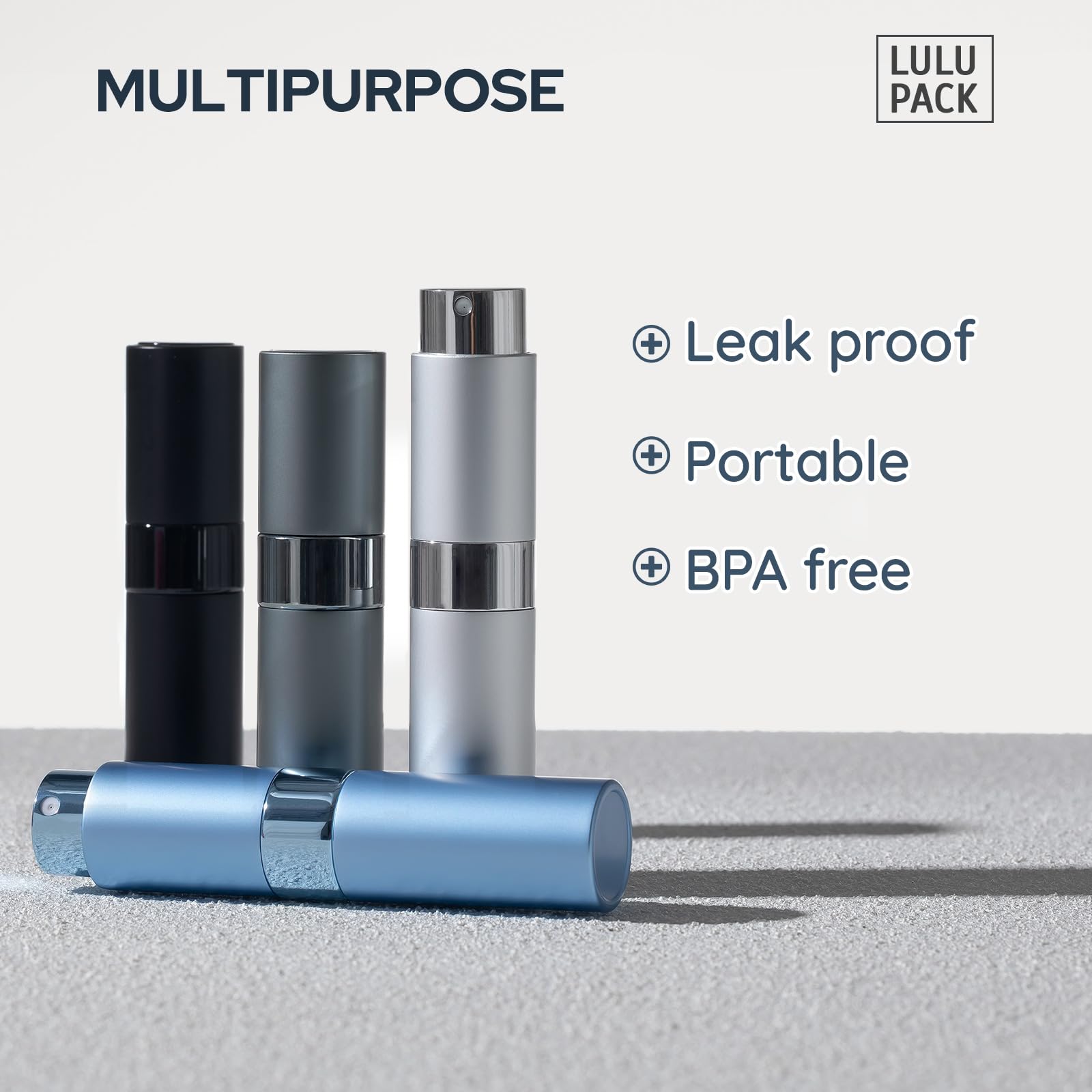 Travel Perfume Atomizer Refillable Bottle: Spray Cologne For Travel Size - Small Empty Sprayer Fragrance - 8Ml (Black, Blue, Sil