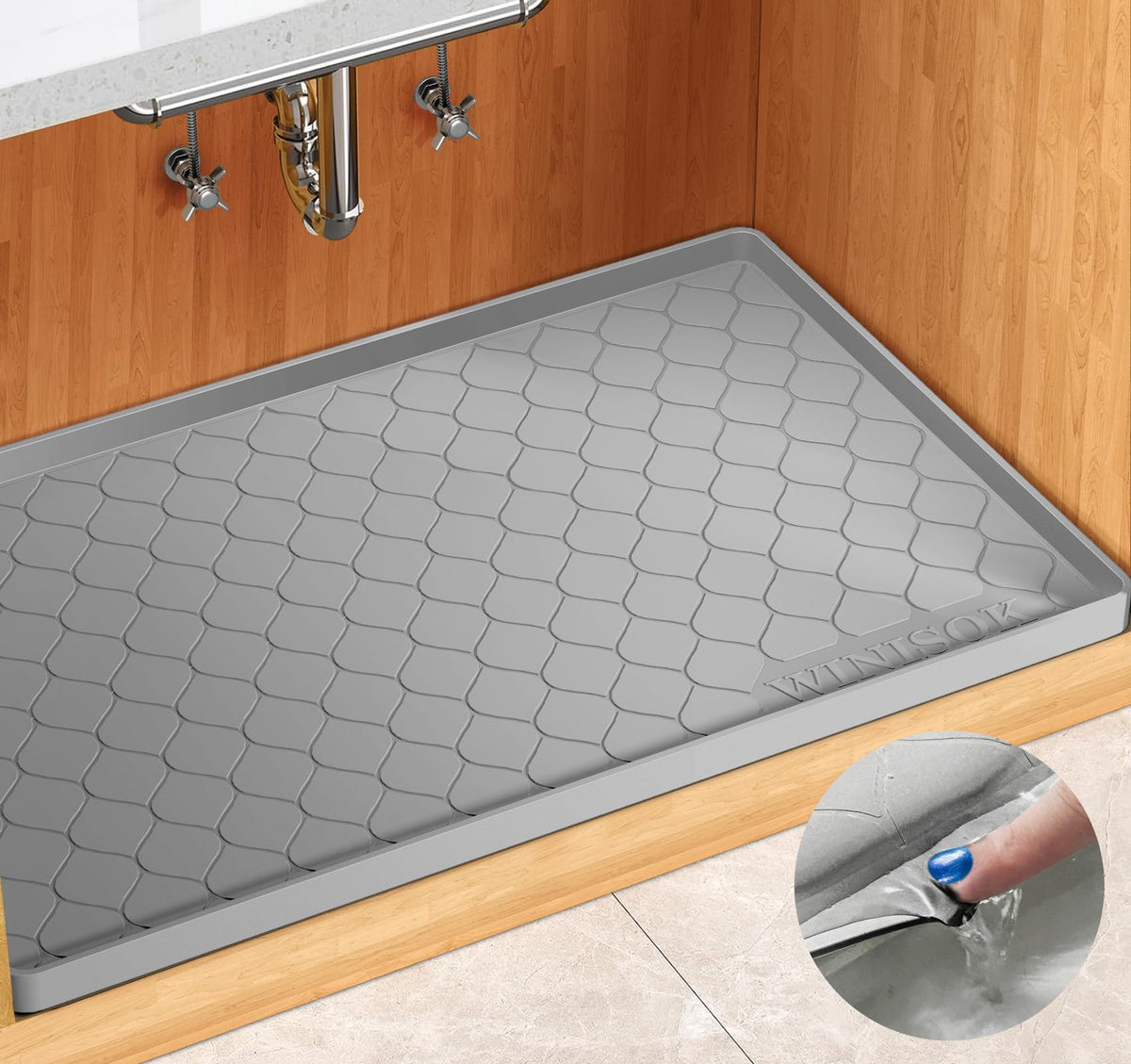 Winisok Waterproof Under Sink Mat 28  X 22  Cabinet Liner For Kitchen And Bathroom, Shelf And Counter Protector, Organizers