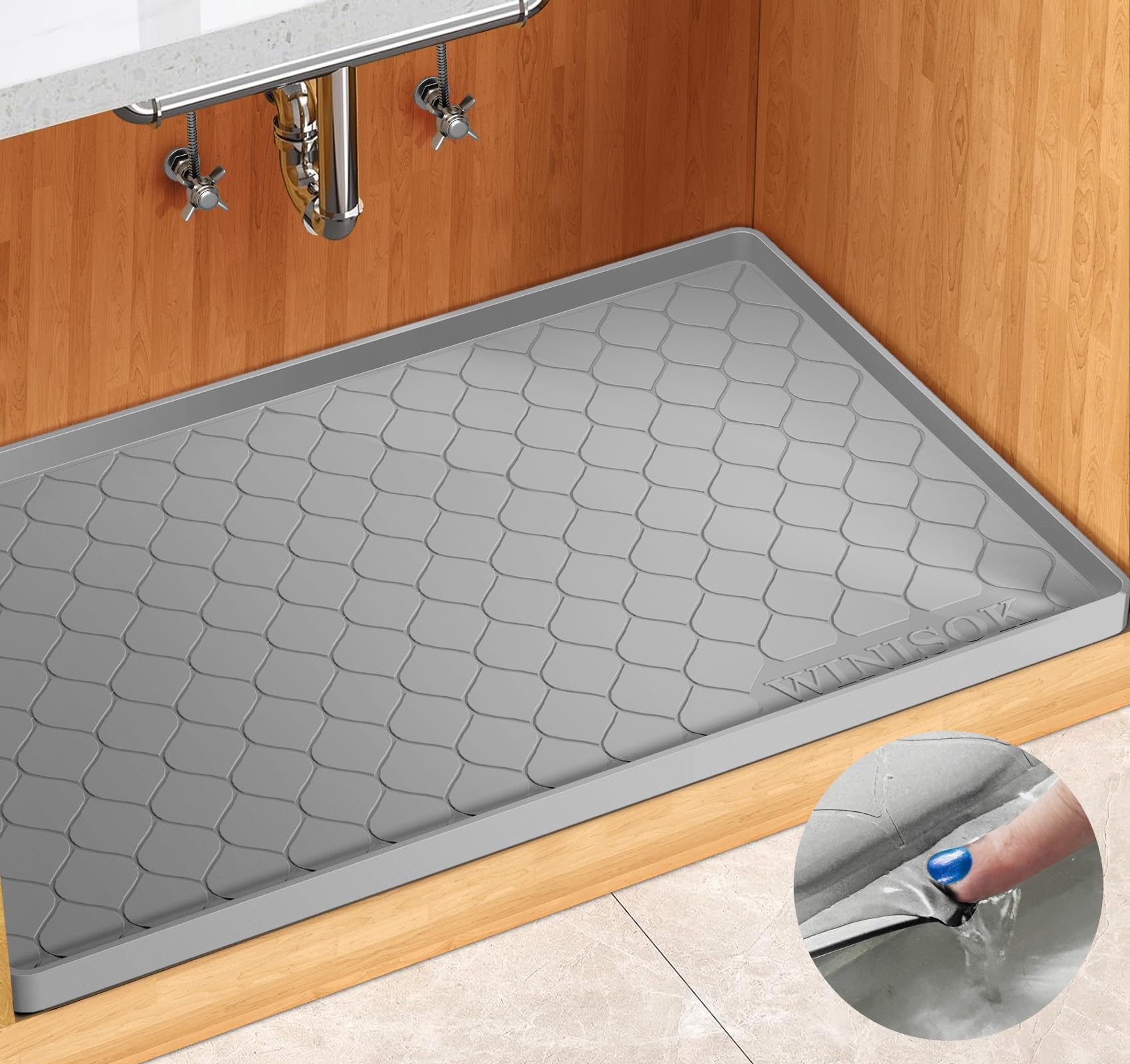 Winisok Waterproof Under Sink Mat 31  X 19  Cabinet Liner For Kitchen And Bathroom, Shelf And Counter Protector, Organizers