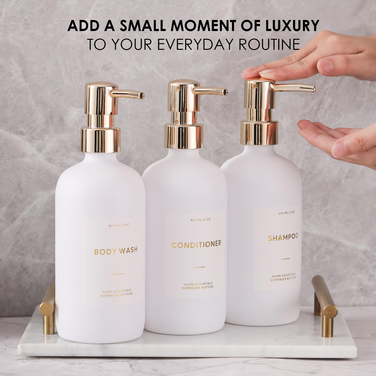 Homcdaly Shampoo And Conditioner Dispenser, 21Oz 3-Pack Refillable Shampoo And Conditioner Bottles, Shampoo Container, Empty Sha