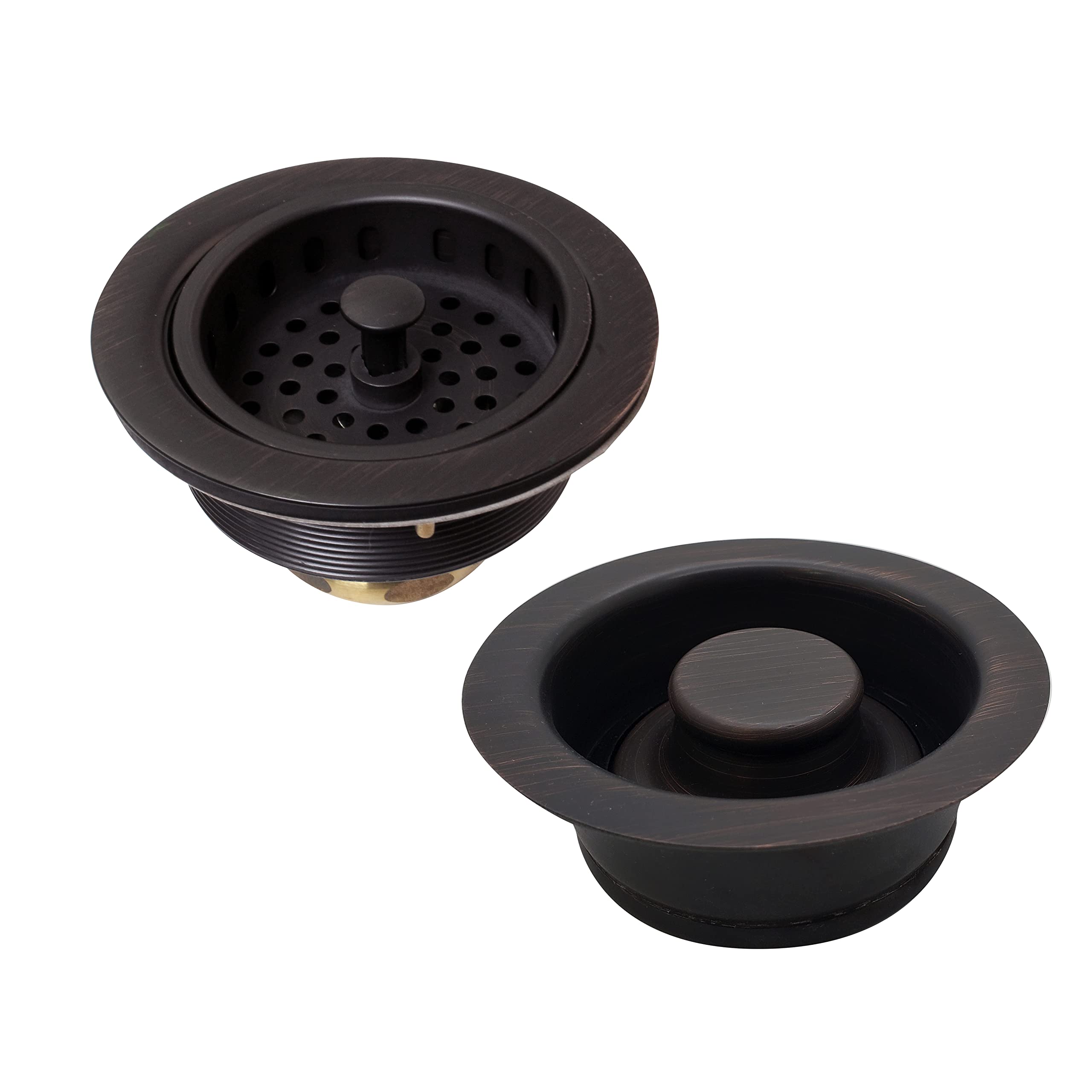 Westbrass D2165-12A 4-1/4 OD Post Style Large Kitchen Basket Strainer with Waste Disposal Flange and Stopper Drain Set, 1-Pack, 