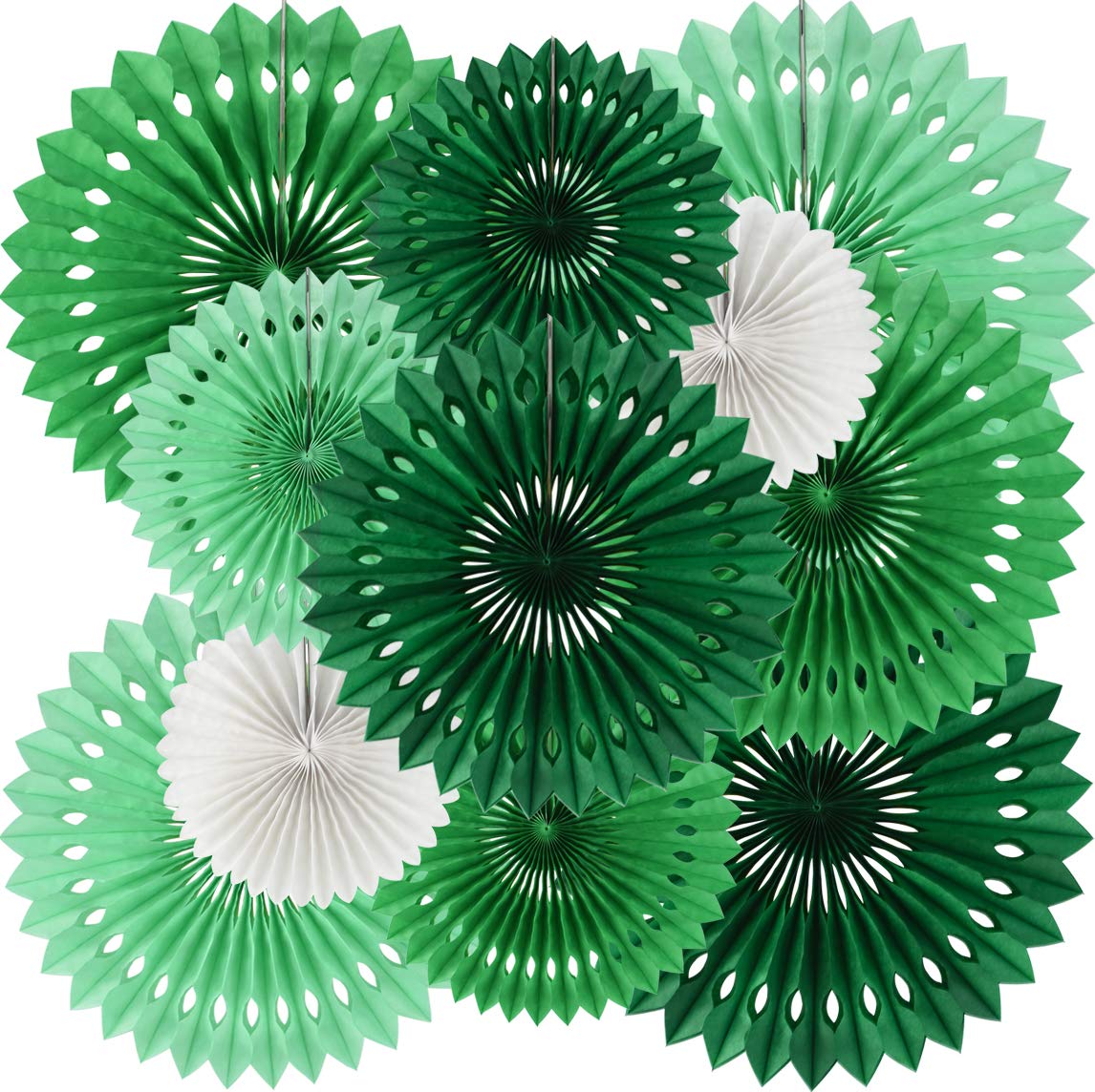 Beishida Green White Party Decoration Hanging Honeycomb Round Paper Fans Kit For Dinosaur Theme Birthday Baby Shower Summer Fore