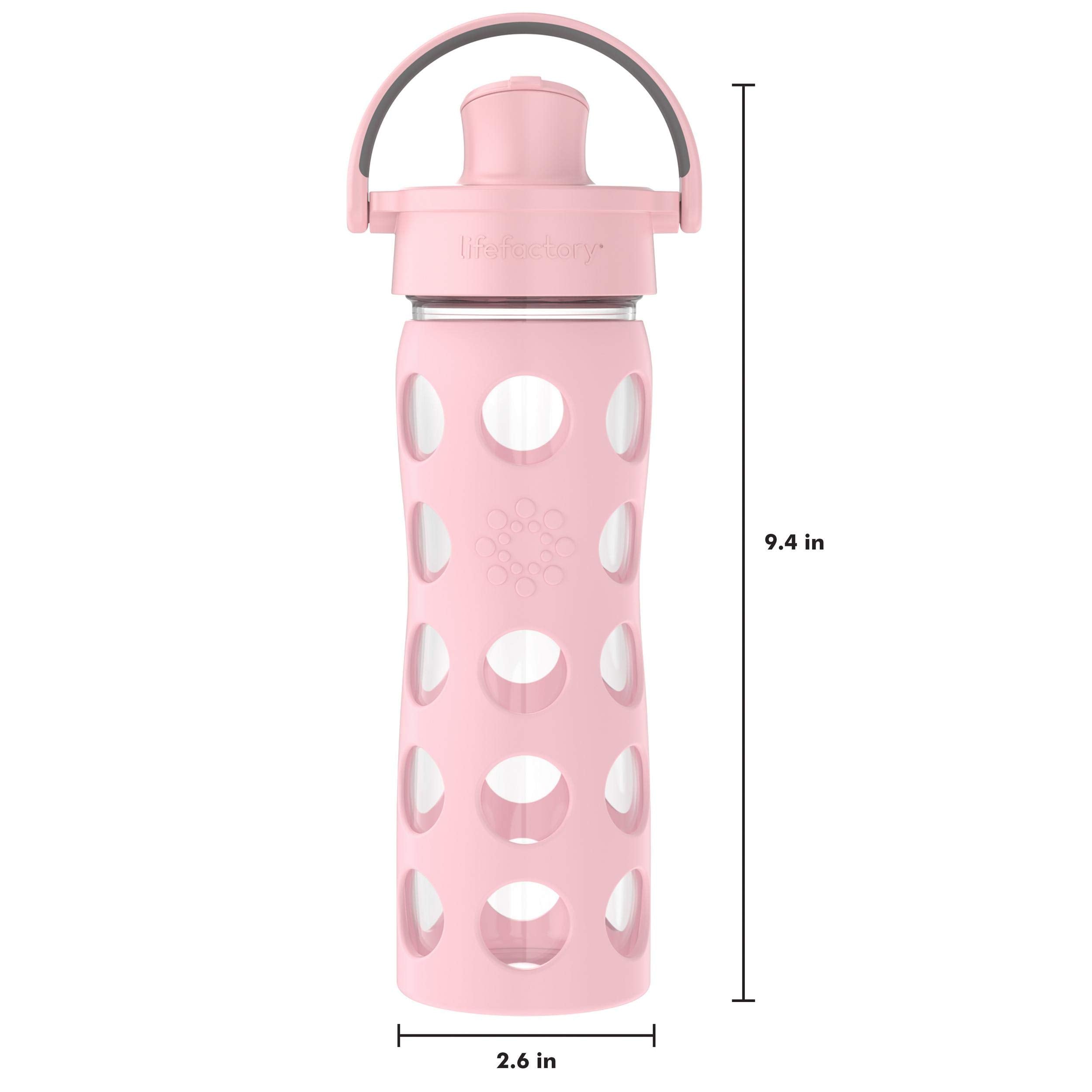 Lifefactory 16-Ounce Glass Water Bottle with Active Flip Cap and Protective Silicone Sleeve  Desert Rose