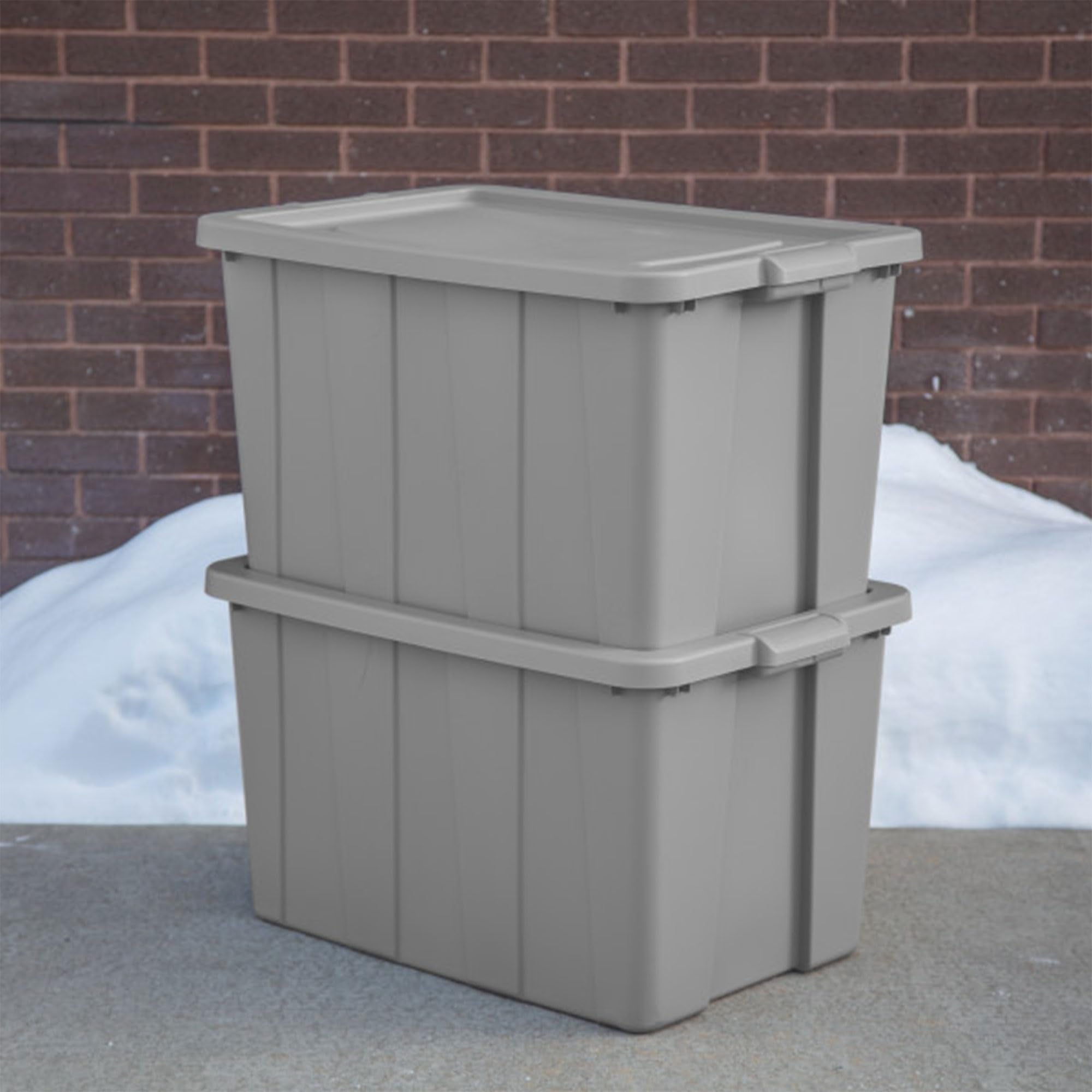 Sterilite Tuff1 30 Gallon Plastic Stackable Temperature And Impact Resilient Basement/Garage/Attic Storage Tote Container Bin Wi