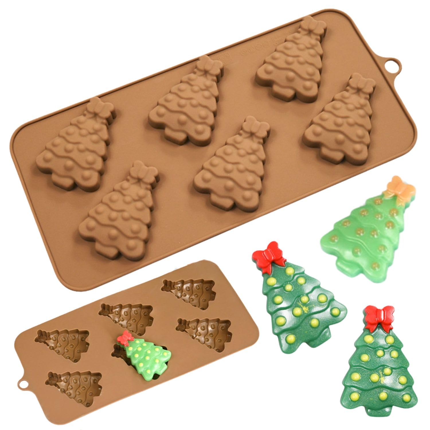 1 Piece Christmas Tree with Bow Silicone Chocolate Molds Xmas 3D Chocolate Candy Moulds