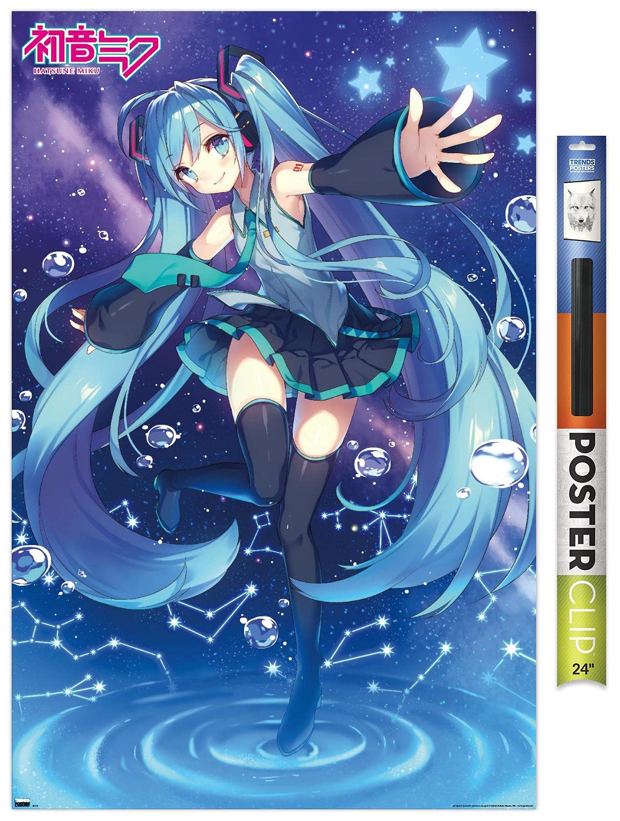 Trends International Hatsune Miku - Stars Wall Poster, 22.37'' X 34.00'', Poster & Clip Bundle