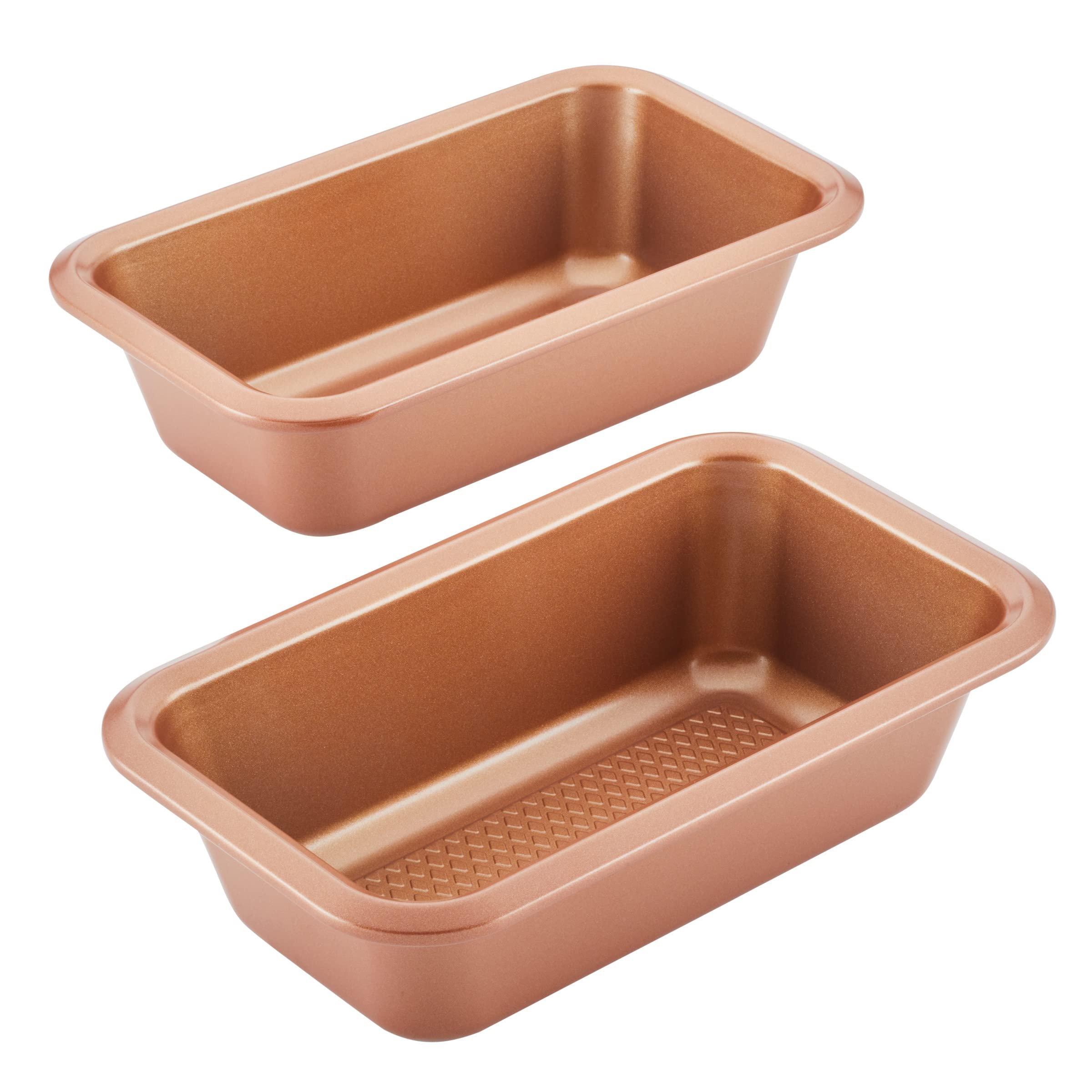 Ayesha Curry Bakeware Nonstick Meatloaf/Loaf Pan Set, Two 9 Inch X 5 Inch, Copper