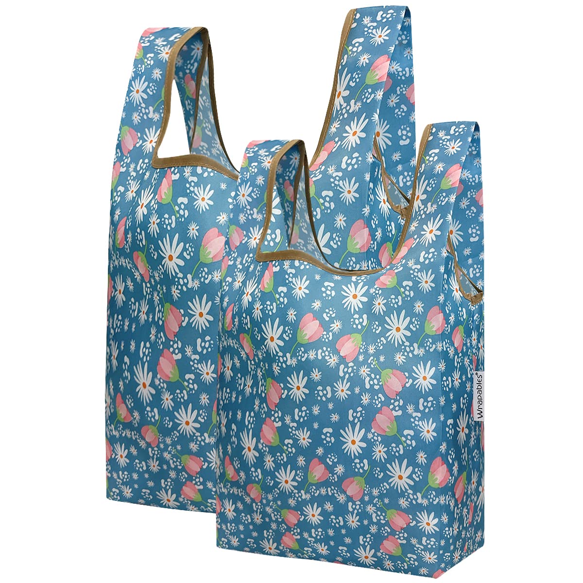 Wrapables Jolibag Collection Reusable Shopping Bag (Set Of 2), Daisy Party