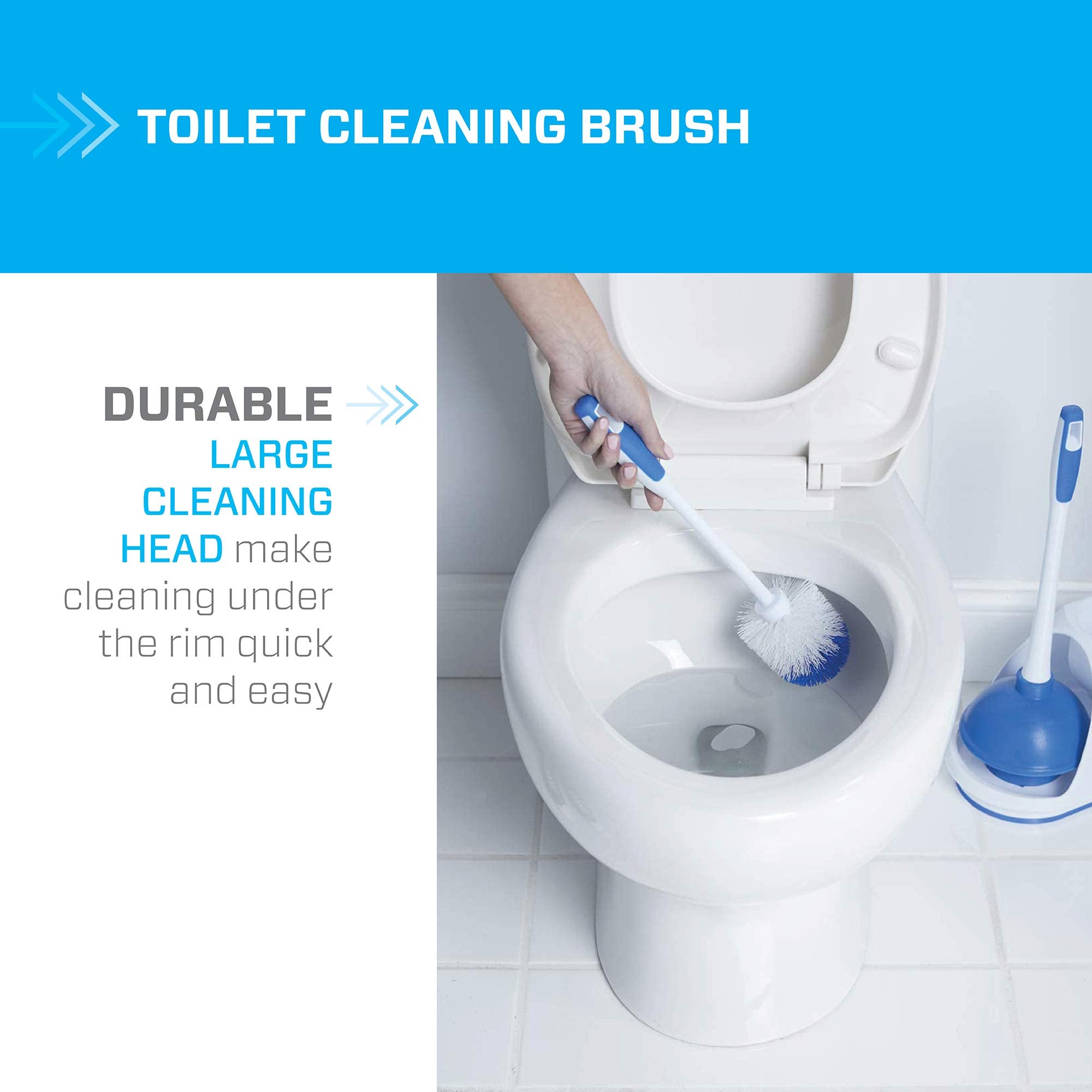 Mr. Clean 440436 Combo, White/Blue Plunger And Bowl Brush Caddy Set, Toilet, Turbo (Set Of 2)