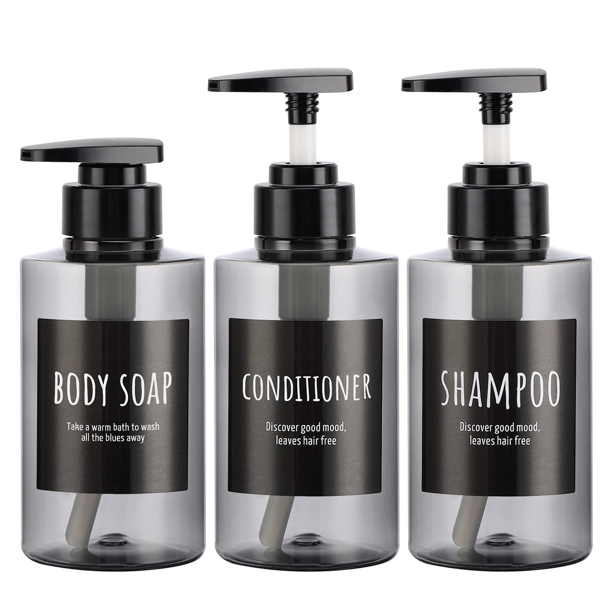 Empty Shampoo Bottles, Segbeauty 10.1Oz Plastic Pump Dispenser Bottle, 3Pcs 300Ml Refillable Shampoo Pump Bottles For Shower, Gr