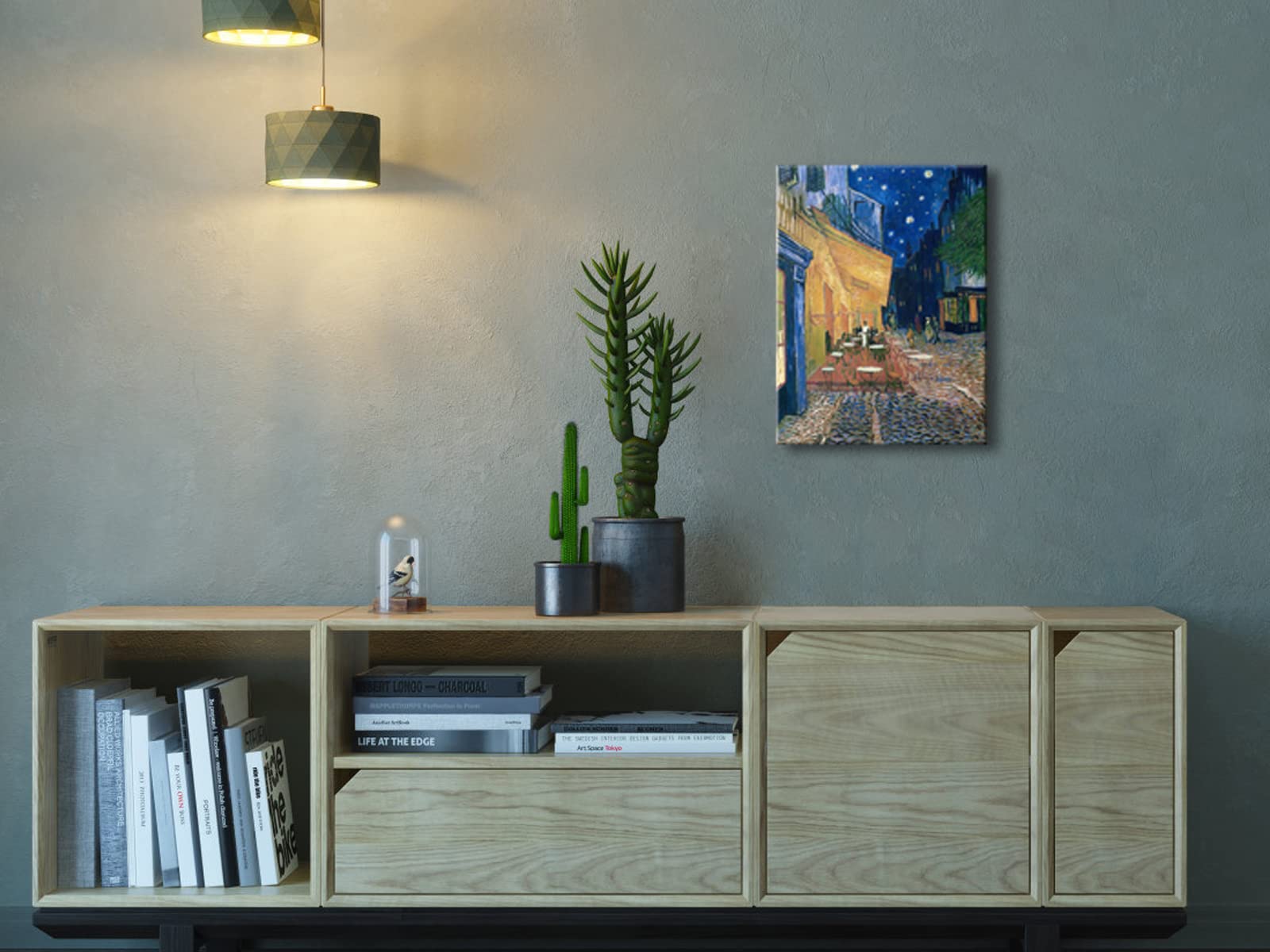 Wieco Art Cafe Terrace At Night Modern Stretched And Framed Giclee Canvas Prints Van Gogh Oil Paintings Reproduction Cityscape P