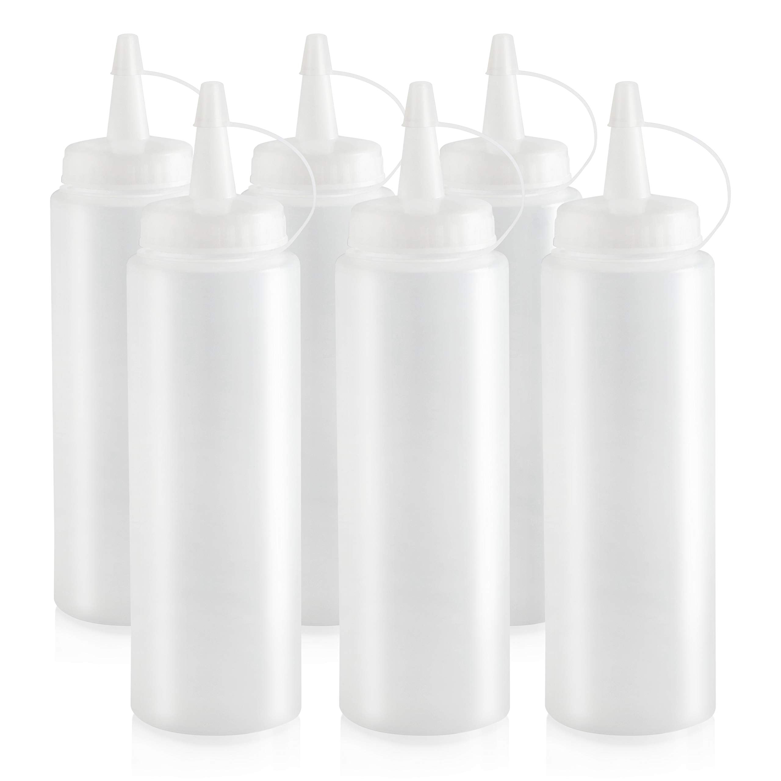 New Star Foodservice 26283 Squeeze Bottles, Plastic, 8 Oz, Red, Pack Of 6