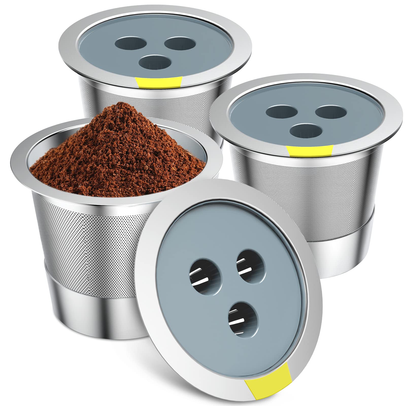 Stainless Steel Reusable K Cups Compatible For Ninja Coffee Maker,Upgrade 3 Pack K Cups Reusable Coffee Pods,Permanent K Cups Co