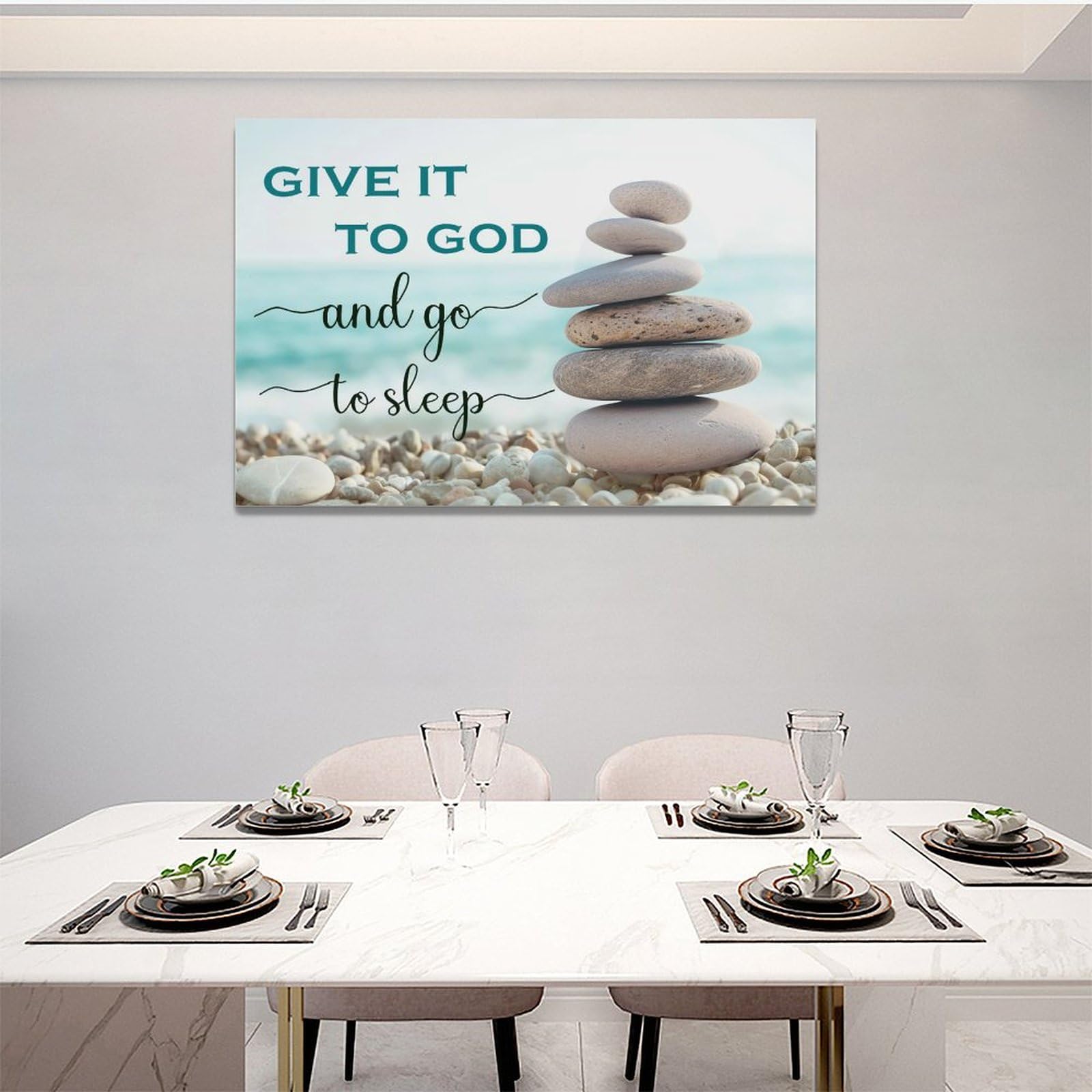 Scripture Wall Art Bible Verse Christian Gifts Canvas Give It To God Go To Sleep Wall Decor Inspirational Quote Prints Painting