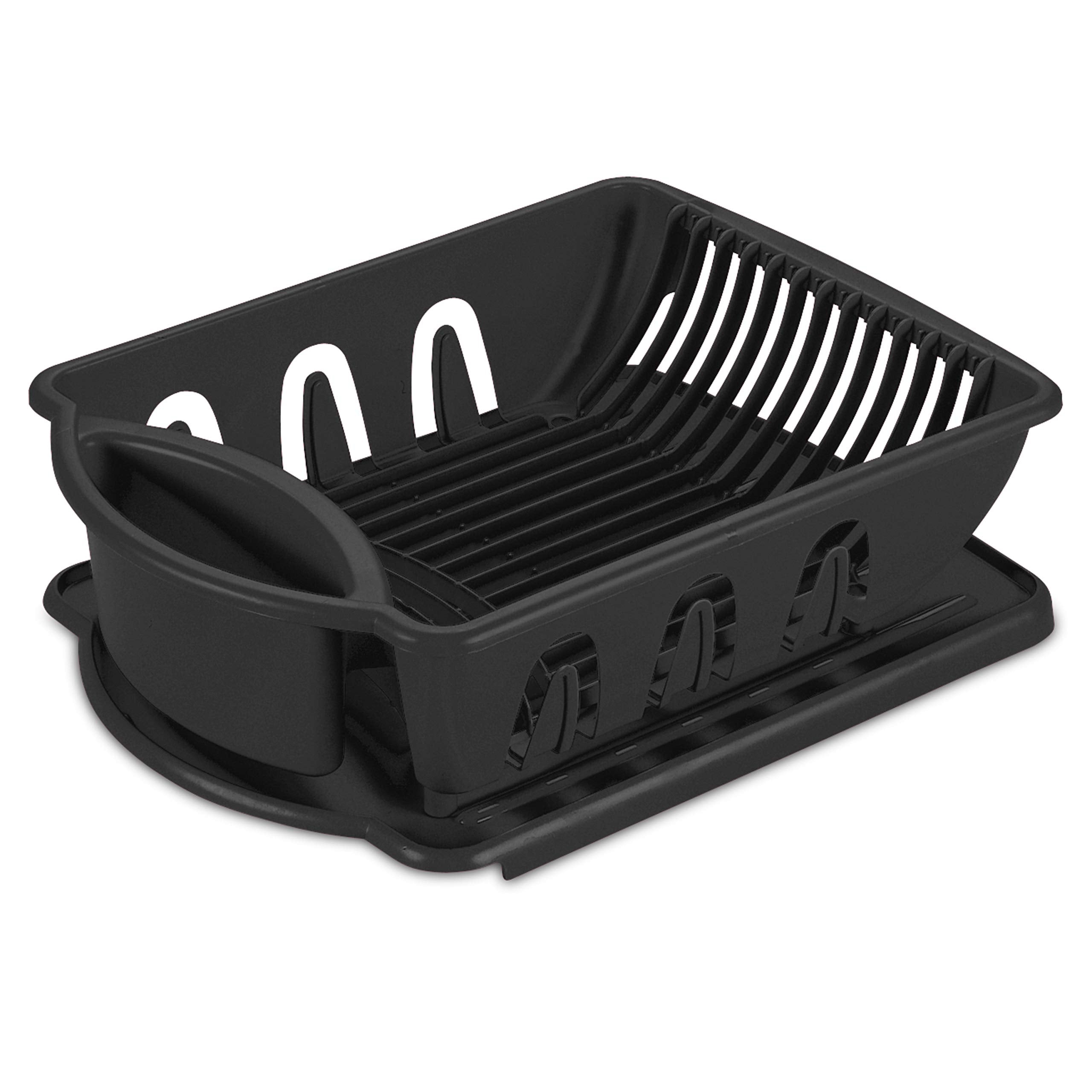 Tribello Heavy Duty Sink Dish Drying Rack Set with Drainer - Red
