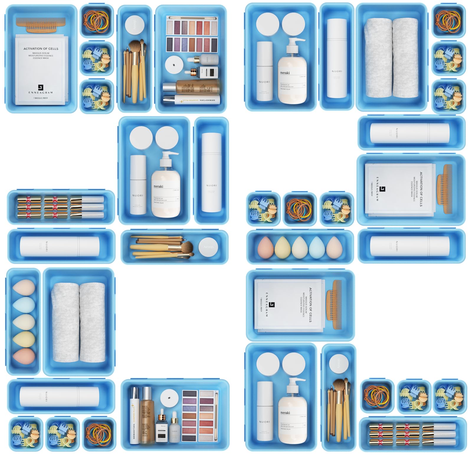 A-LuGei ???????????? Plastic Sky Blue Desk Drawer Organizer, Bathroom Organizers and Storage, Makeup Organizer, Organization and