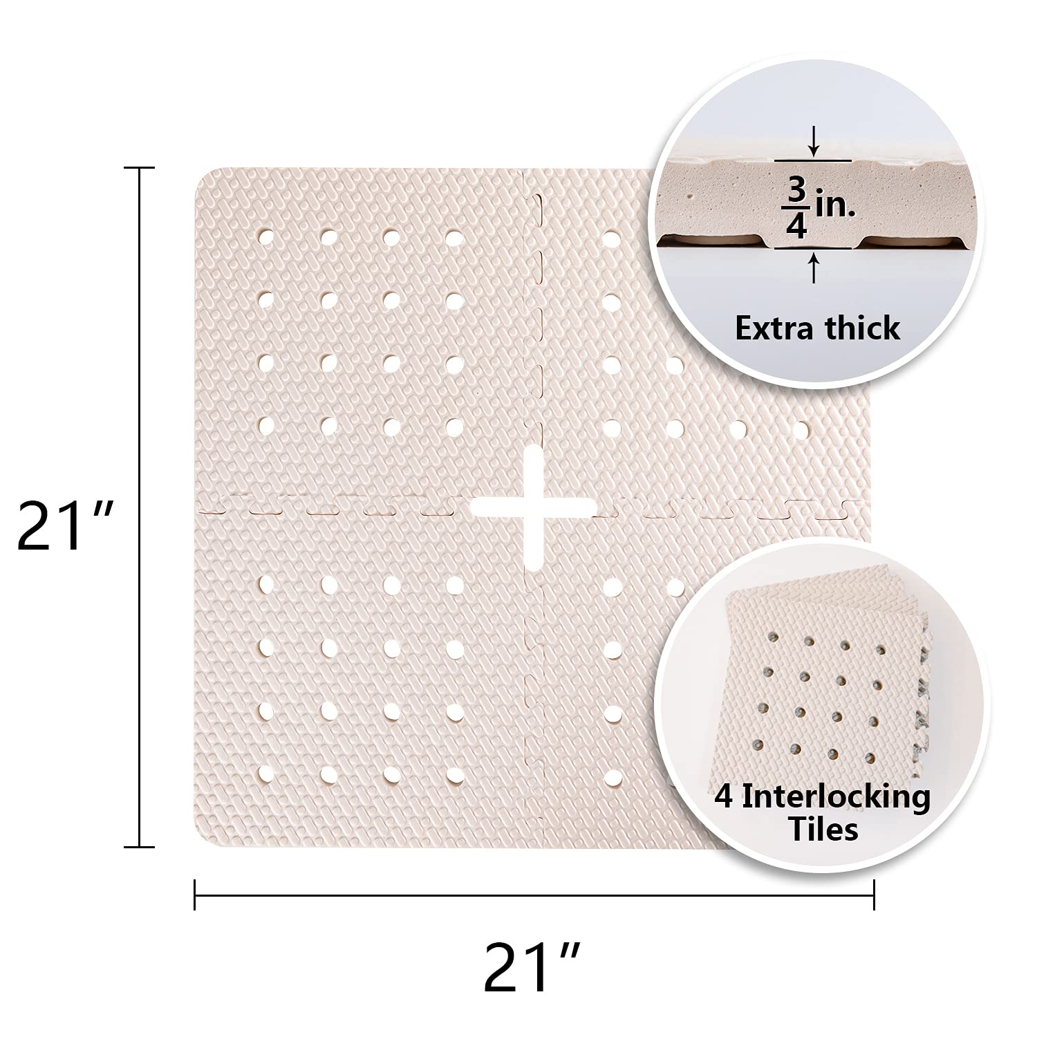 BOWERBIRD Original Anti-Fatigue Shower Stall Mat - Extra Thick and Soft Foam Material Comfortably Cushions Your Feet - Square - 4 Interlocking Tiles