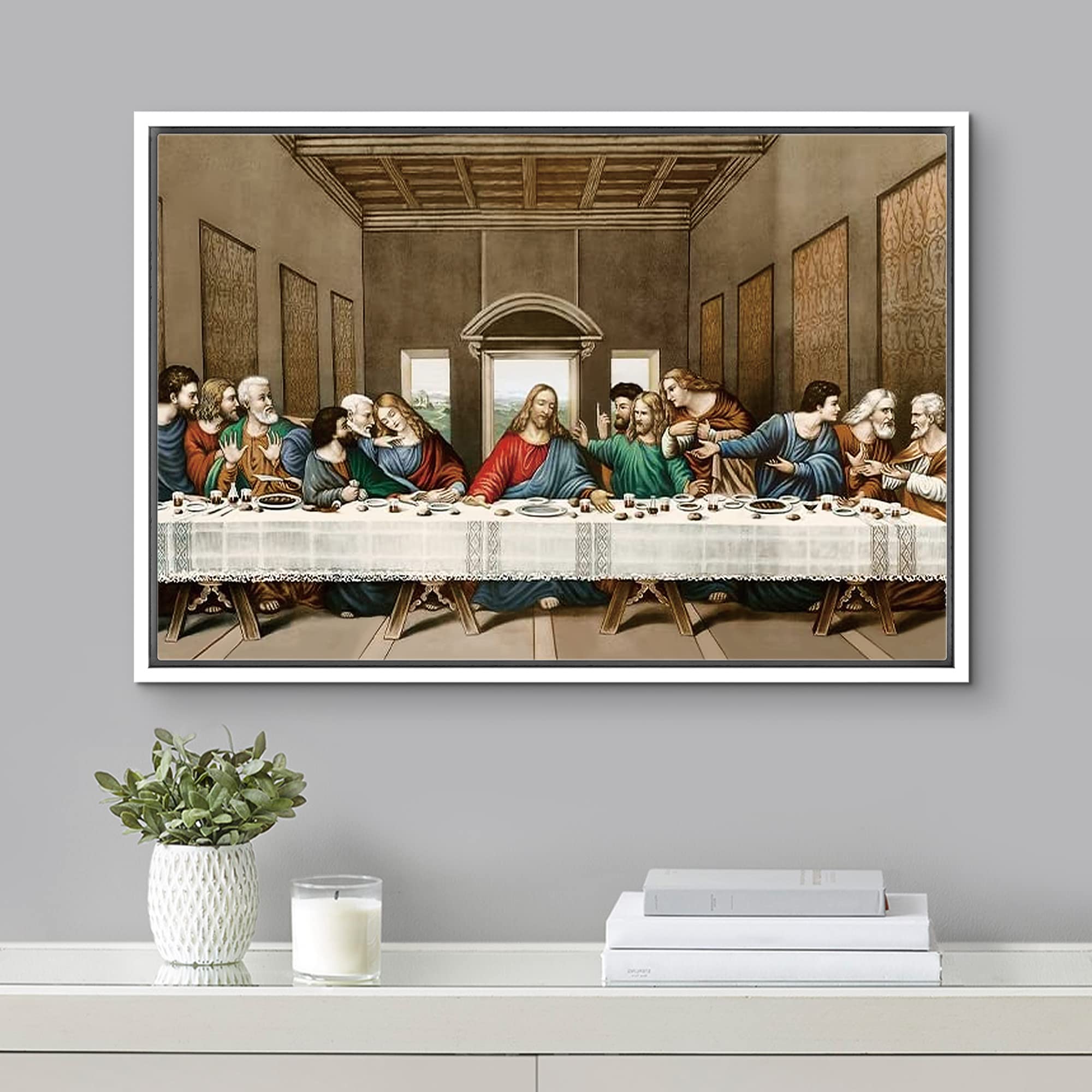 Idea4Wall Framed Canvas Print Wall Art The Last Supper By Leonardo Da Vinci Coastal Historic Illustrations Renaissance Tradition
