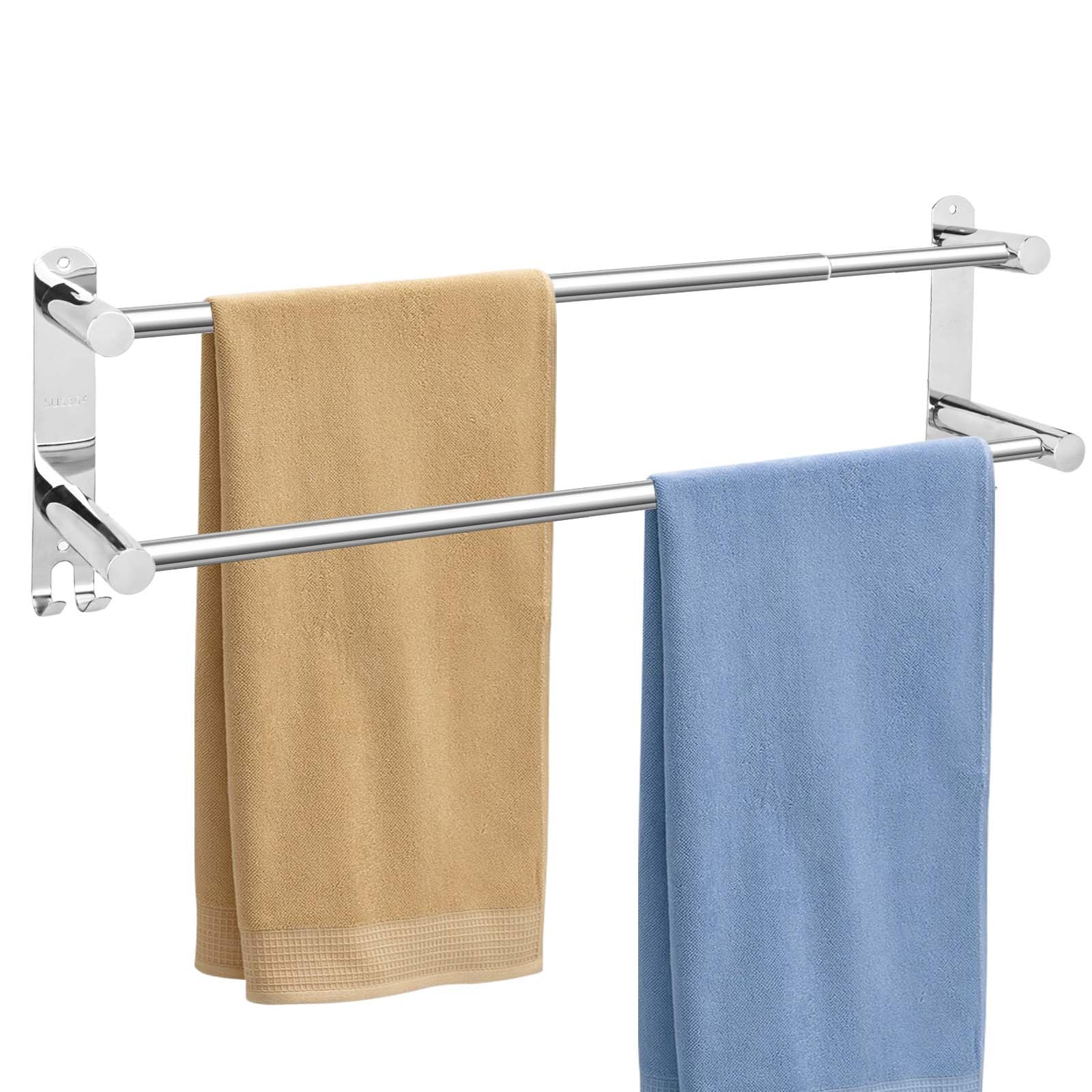 Kahcnvn Towel Racks For Bathroom, 24Inches Adjustable Towel Rack, Stainless Steel Screw Mounting Bathroom Towel Holder, Tape Hoo