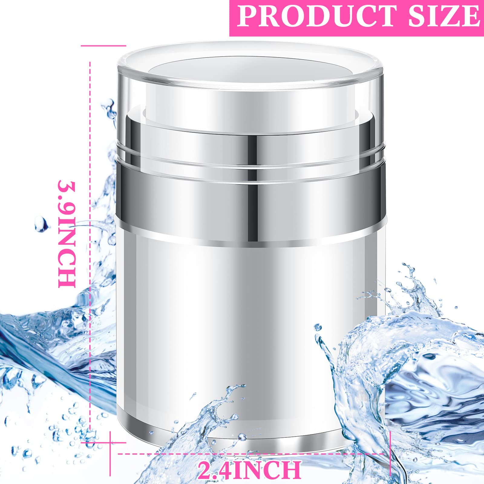 4 Pack Empty Airless Pump Jar Acrylic Airless Cosmetic Container Portable Refillable Travel Size Cream Jar Vacuum Bottle Lotion