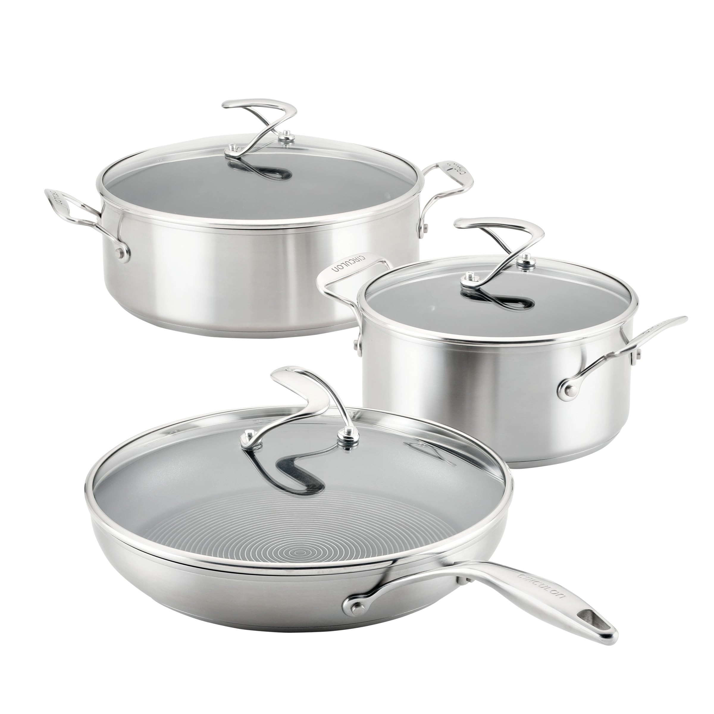 Circulon Stainless Steel Induction Cookware Set with SteelShield Hybrid Stainless and Nonstick Technology, 6 Piece  Stainless S