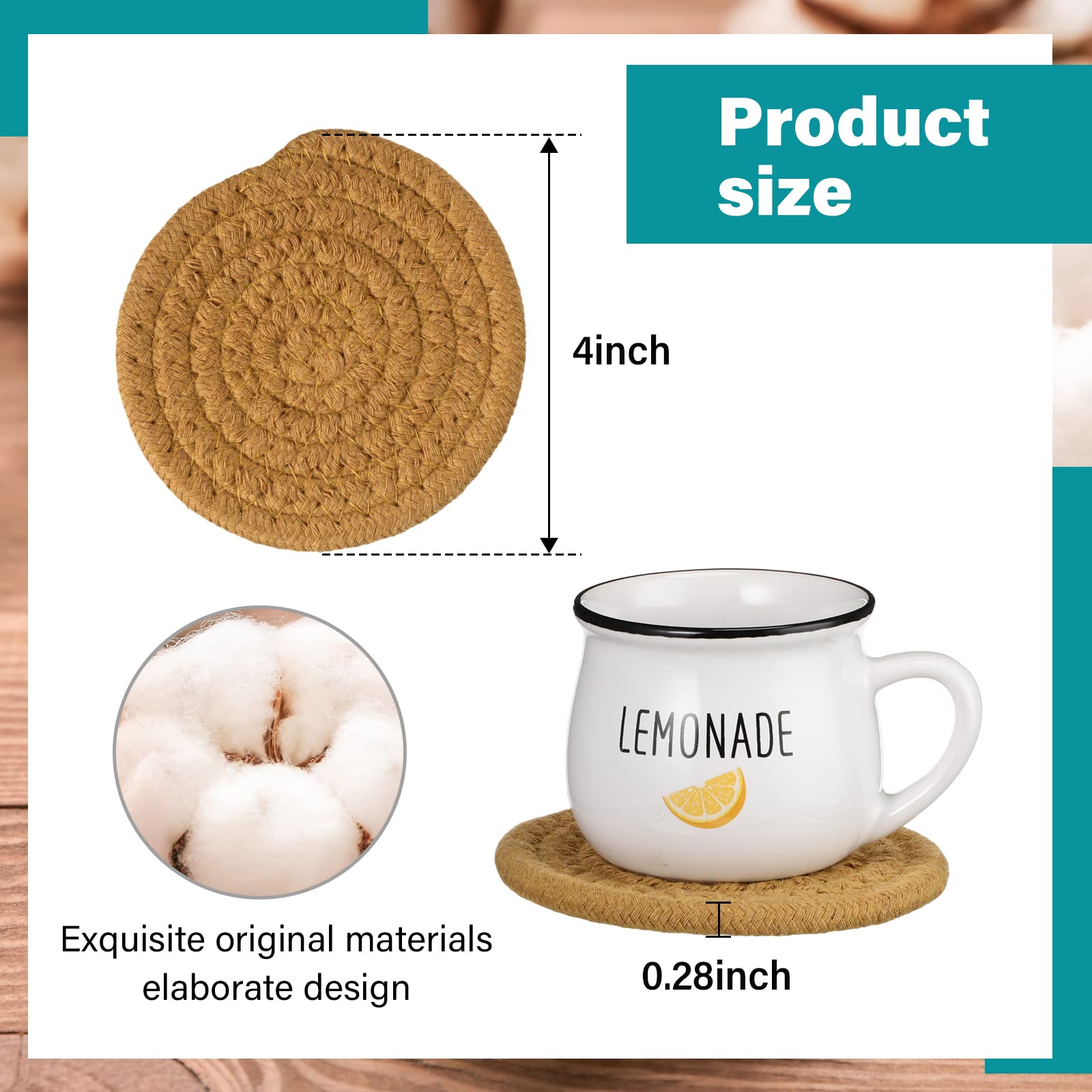 Tanlade 8 Pcs Absorbent Coasters for Drinks Heat Resistant Braided Coasters for Coffee Table Minimalist Cotton Woven Boho Coasters for Tabletop Protection Gift Home Decor (Multi Color  3.94 Inch)