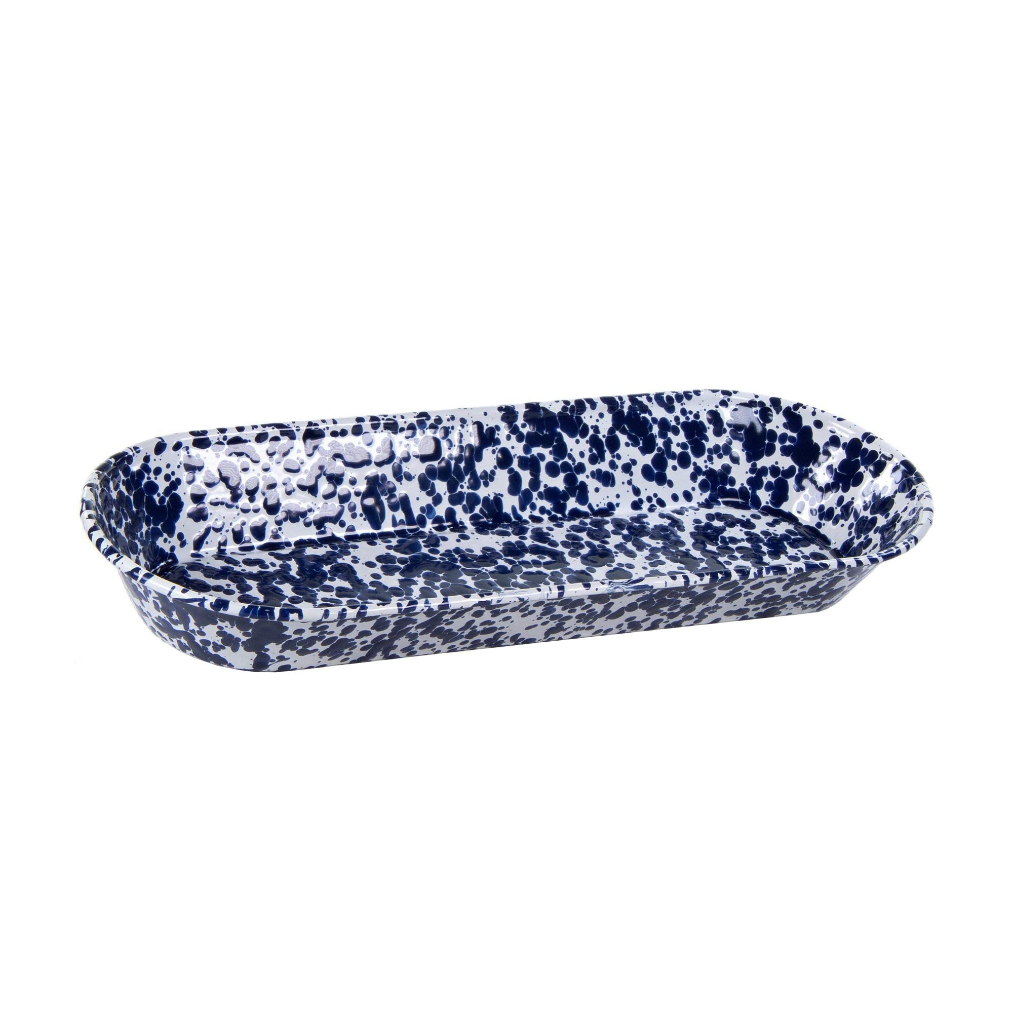 Golden Rabbit Enamelware - 16'' Oval Basket (Cobalt Swirl)