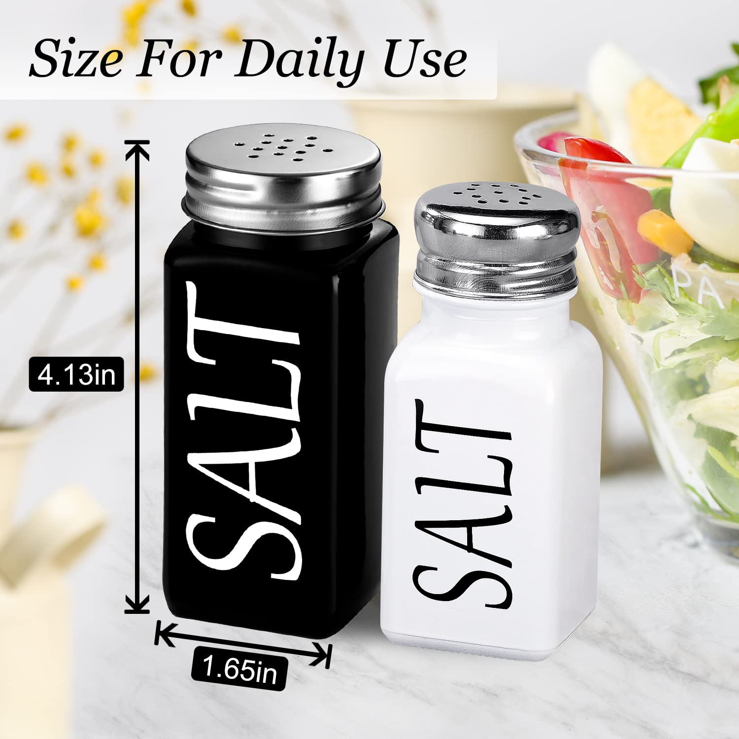 Dwts Danweitesi Large Salt And Pepper Shakers, Glass Salt And Pepper Shakers, Cute Farmhouse Salt And Pepper Shakers In Black An