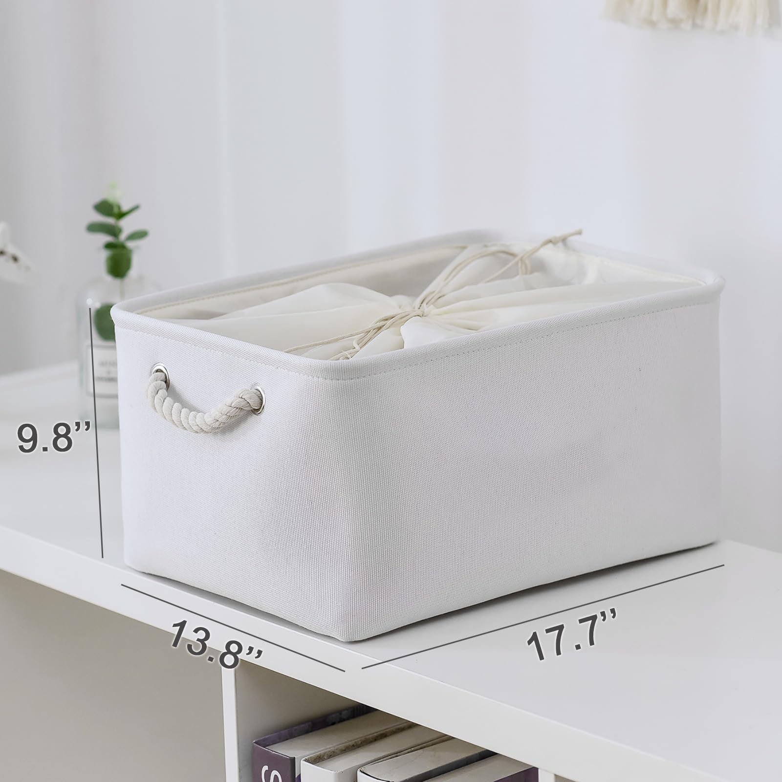 Thewarmhome Storage Basket For Gifts Empty - Jumbo 3 Pack 7.7X13.8X9.7 Inch Collapsible Storage Bin For Shelves, Toy Box Storage