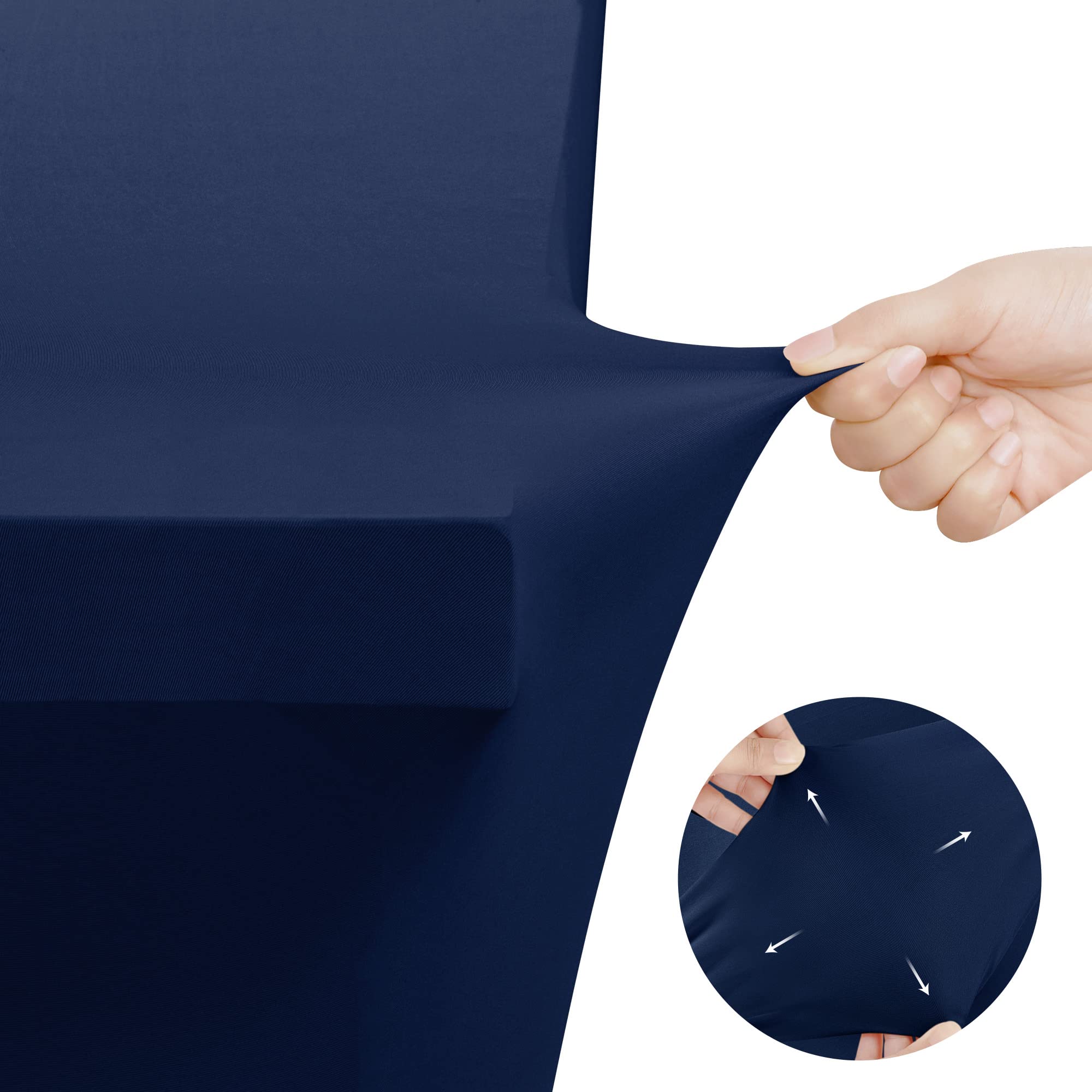 Utopia Kitchen Spandex Tablecloth 2 Pack [6FT  Navy Blue] Tight  Fitted  Washable and Wrinkle Resistant Stretch Rectangular Patio Table Cover for Event  Wedding  Banquet & Parties [72Lx30Wx30H Inch]