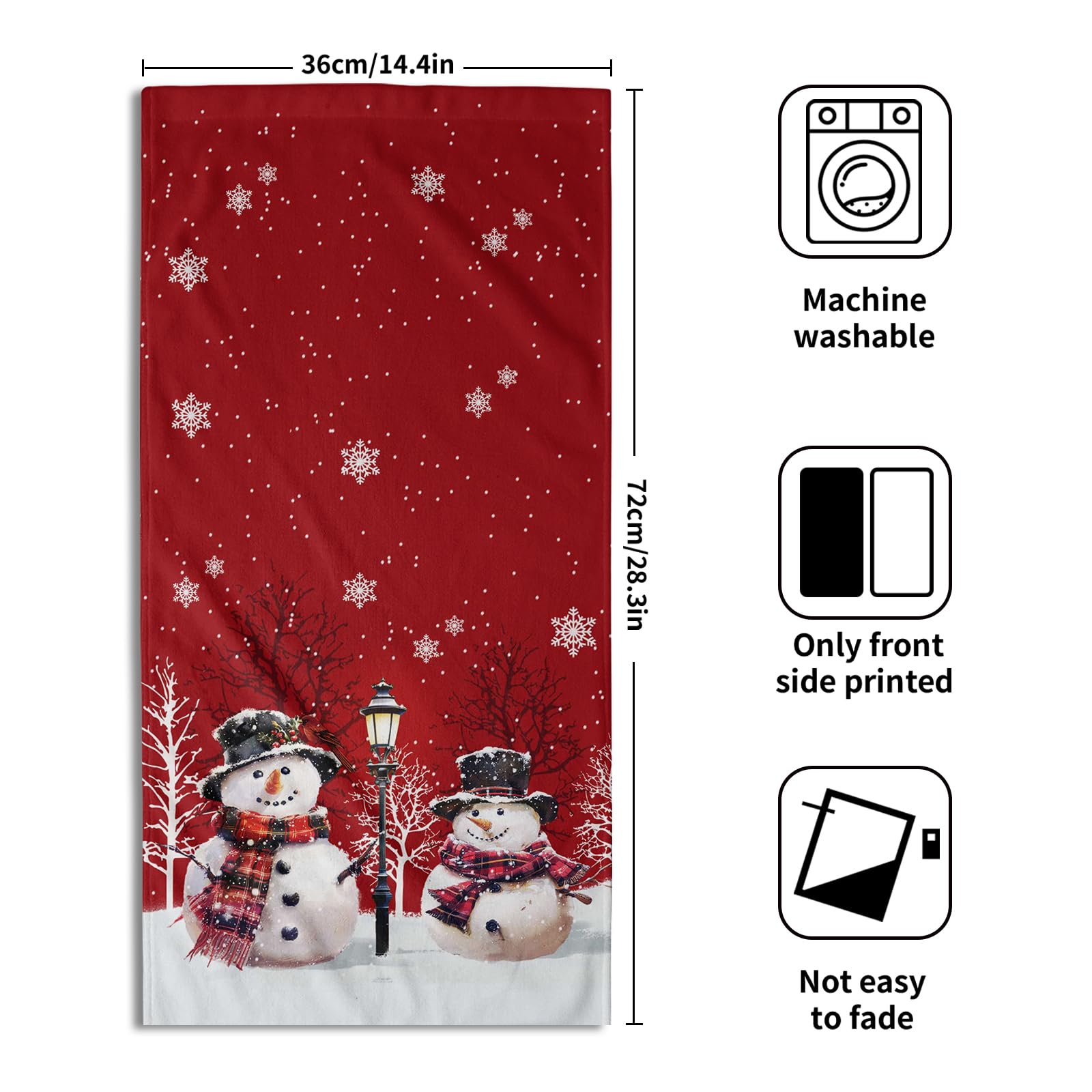 Granbey Christmas Snowman Red Dish Towels Winter Snow Bathroom Hand Towels 28.3X14 Inch Set Of 2 Cute Snowman Snowflake Decorati