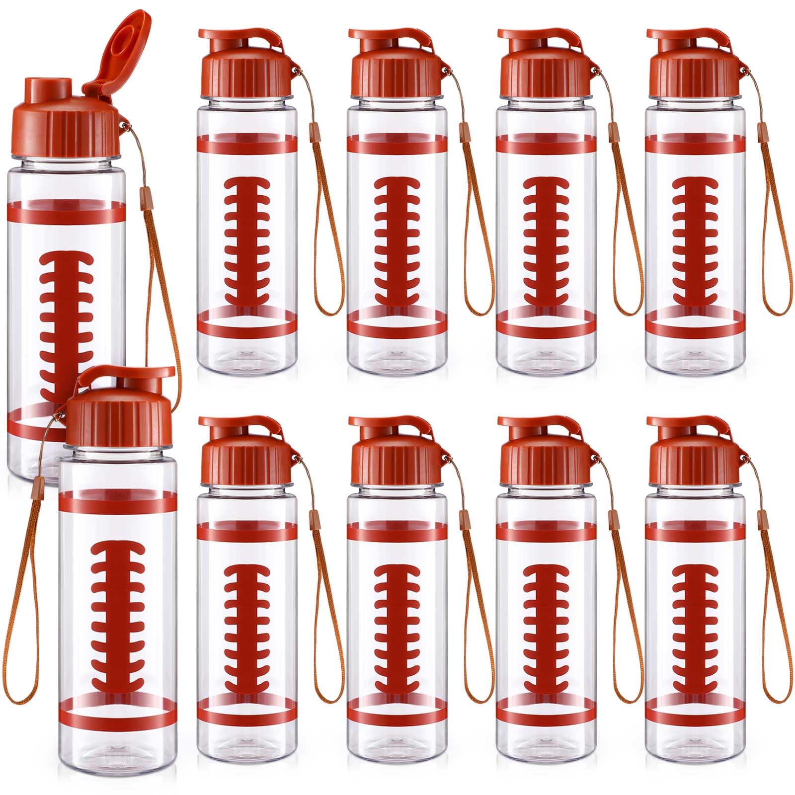 Skybooly 10 Pcs Football Water Bottle 17 oz Plastic Flip Top Leak Proof