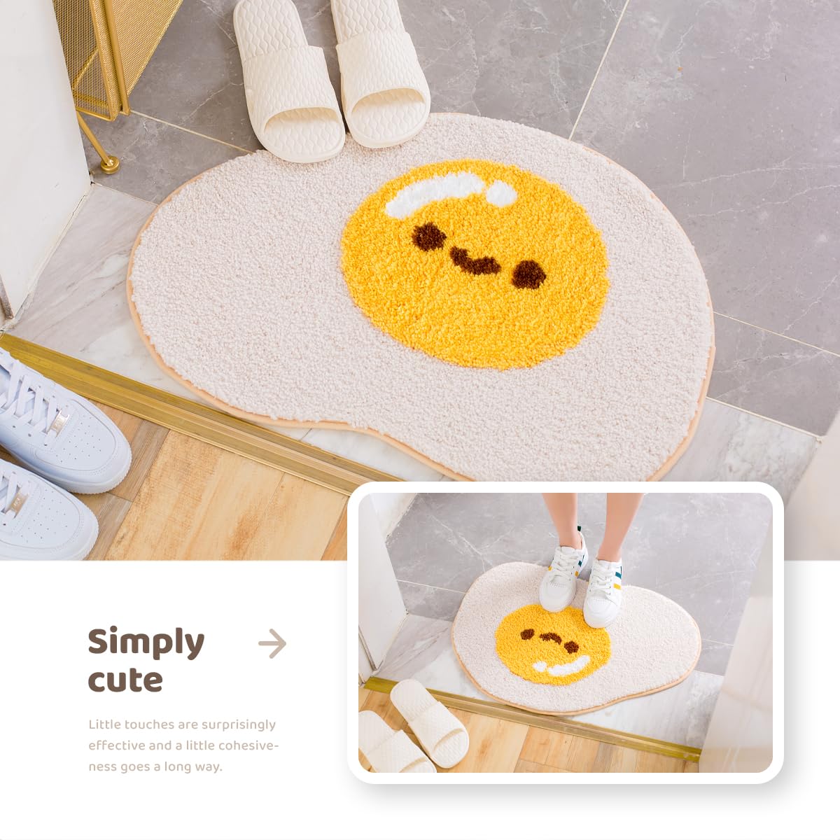 Molesun Egg Bath Mats, Soft And Absorbent Microfiber Bath Rugs, Non-Slip Shaggy Shower Carpet, Machine Wash Dry, Soft Shower Rug